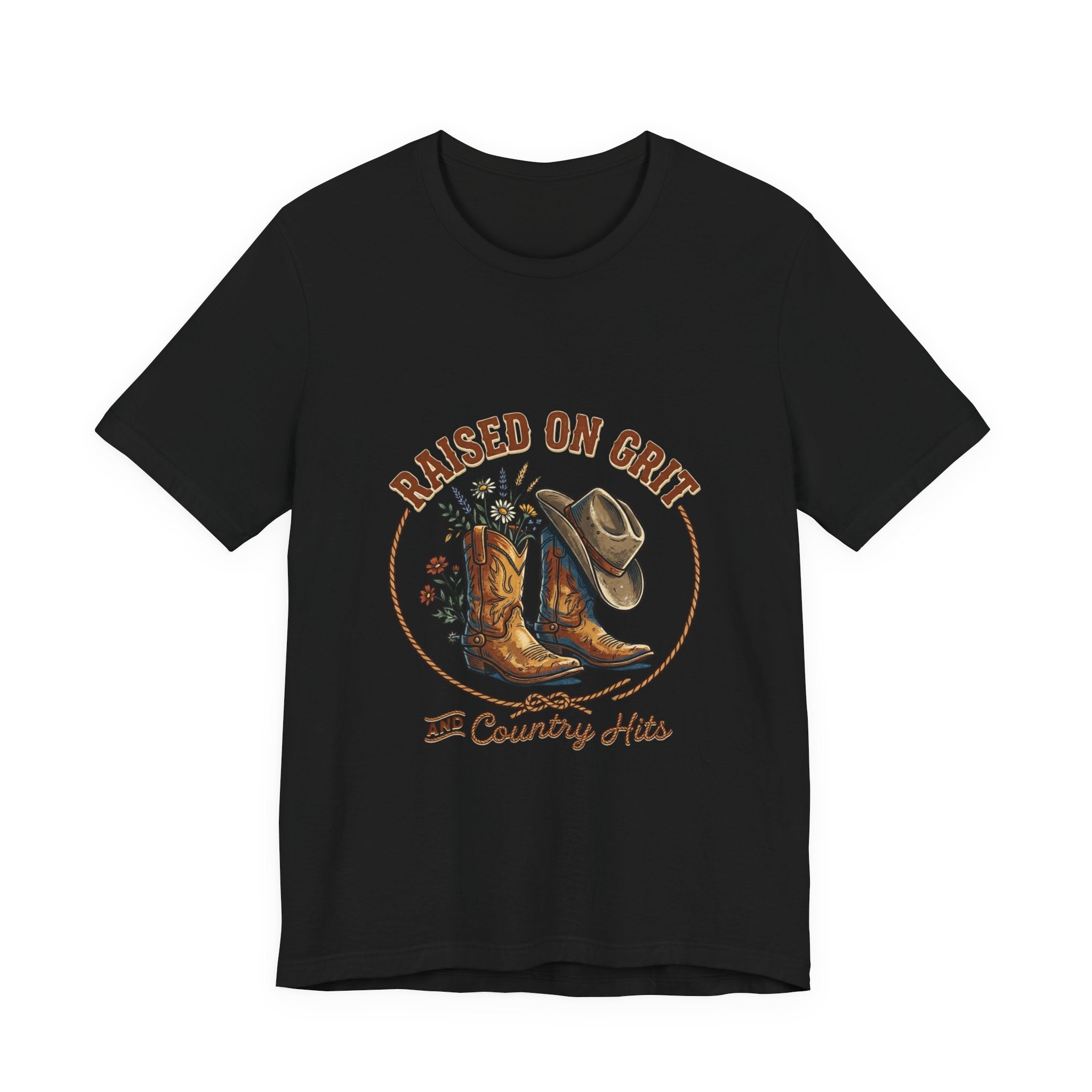 Raised on Grit Cowboy Boots & Hat Tee | western ranch cowgirl rustic prairie