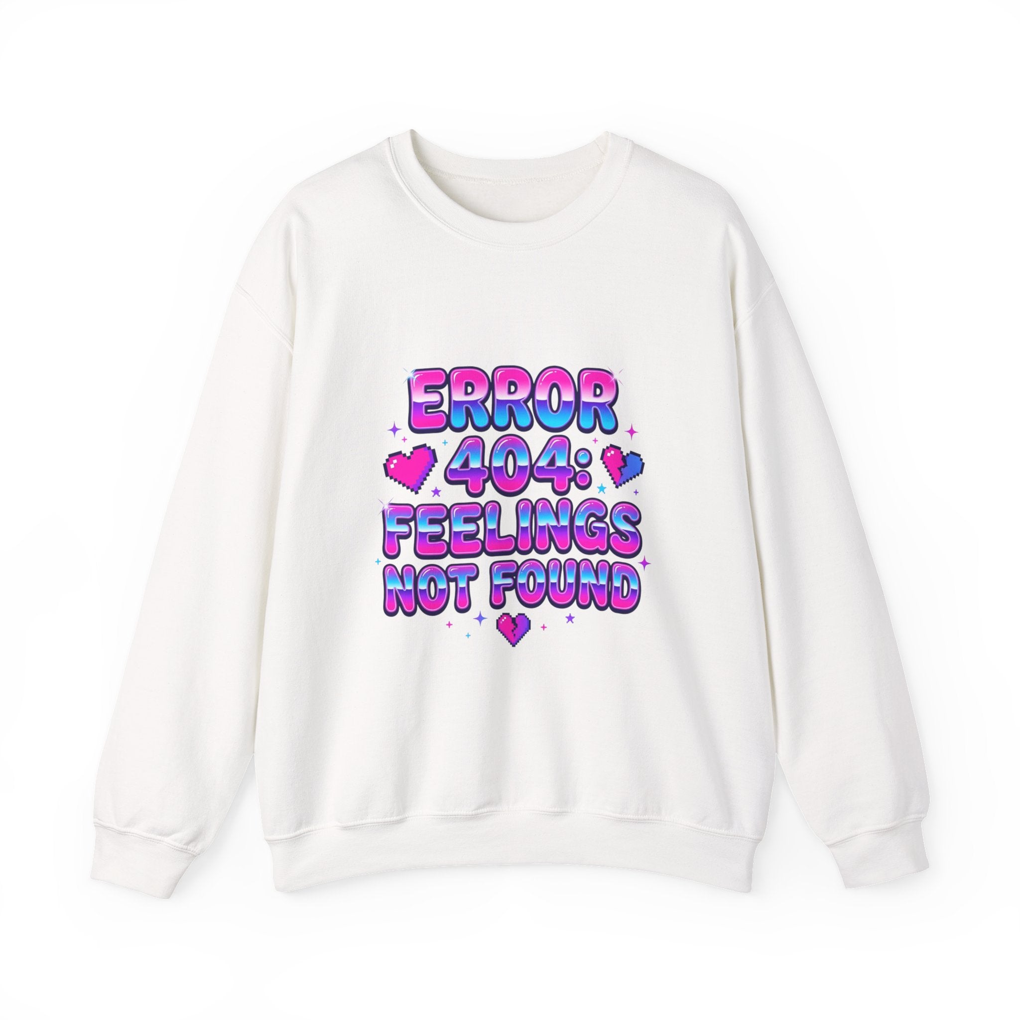 Error 404 Feelings Not Found Sweatshirt | Y2K slogan, bubblegum glitter style