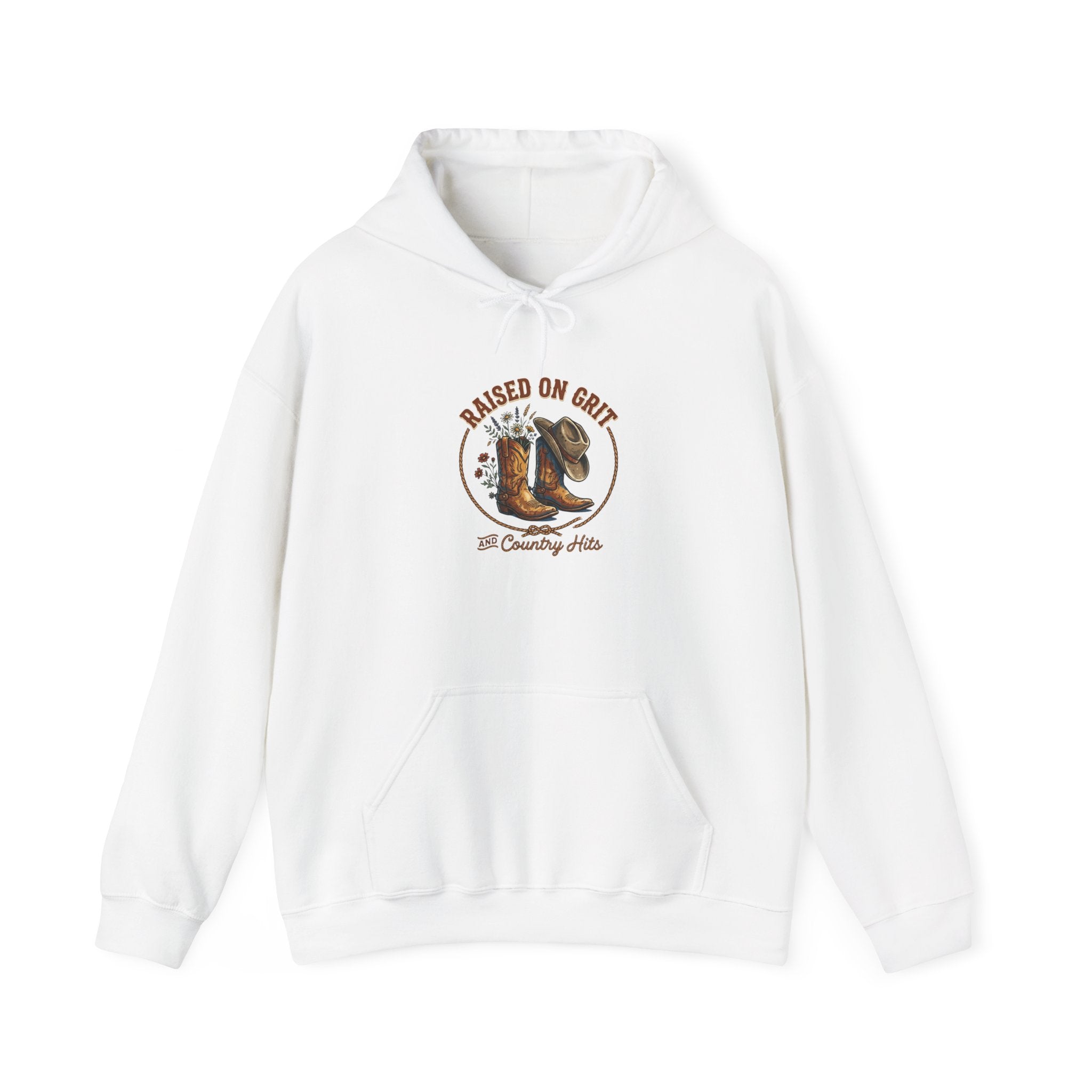 Raised on Grit Cowboy Boots Hoodie | western, rustic
