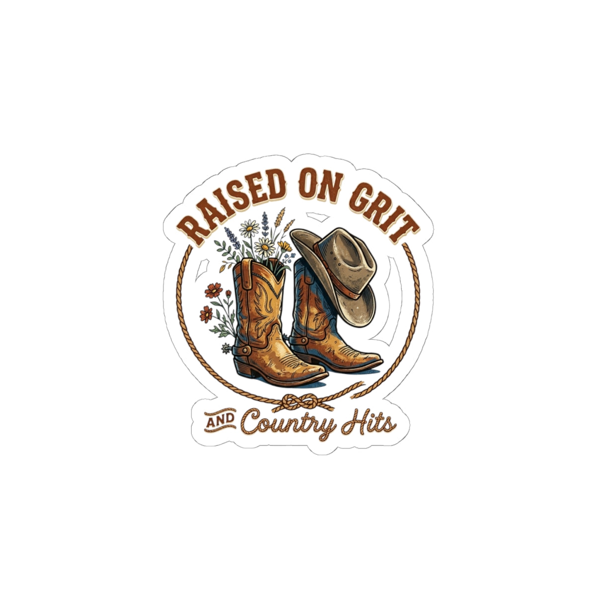 Raised on Grit Cowgirl Boots Sticker | Western, Rustic Prairie