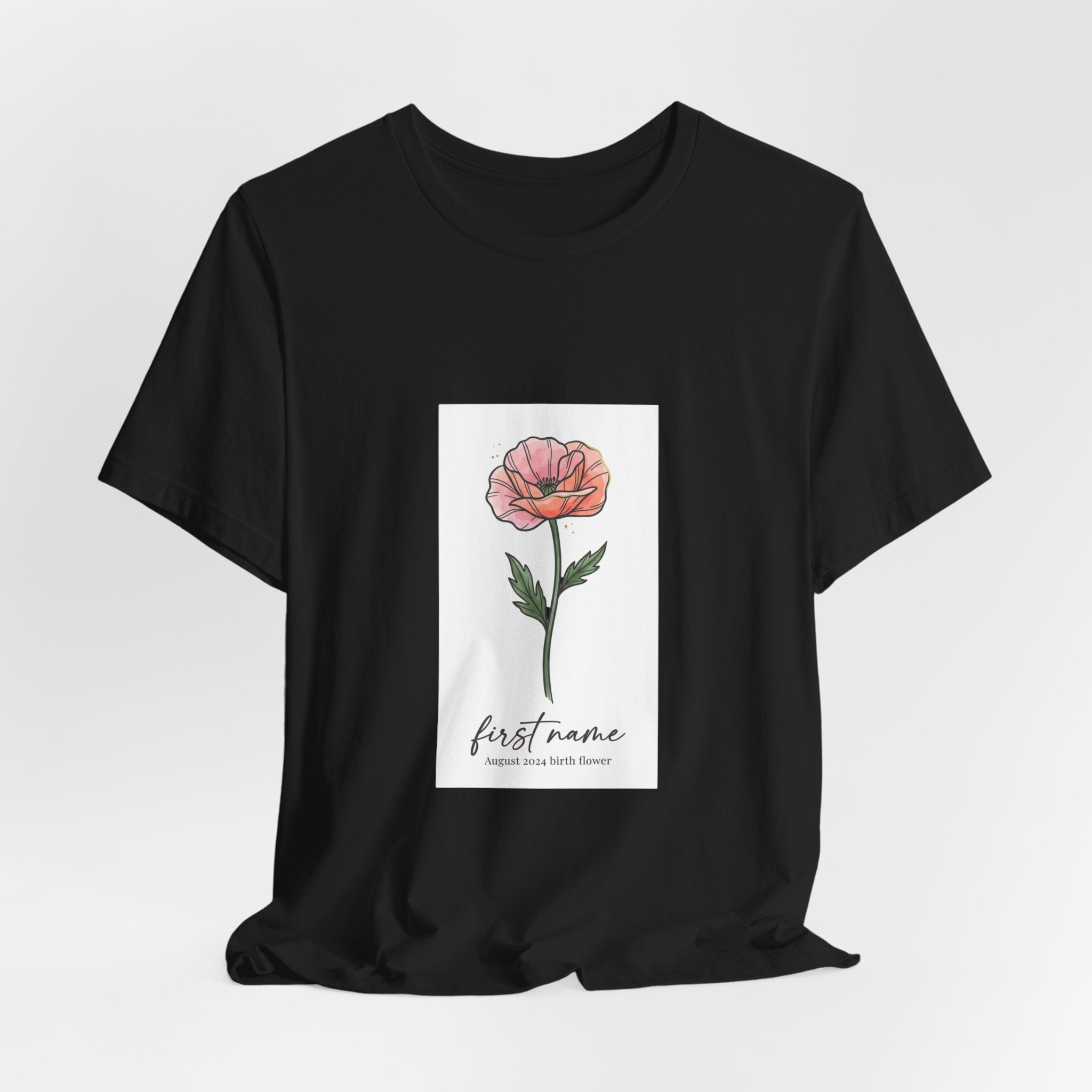 Birth Month Flower Tee | Personalized Botanical Watercolor, Custom Name