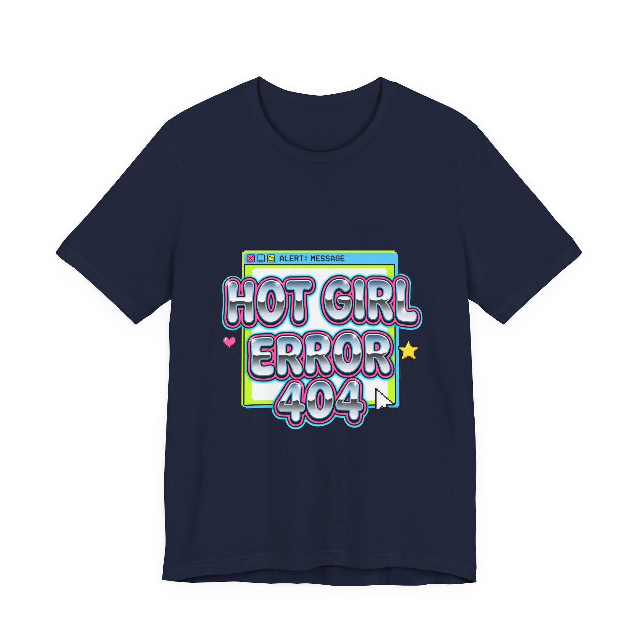 Hot Girl Error 404 Tee | Y2K slogan, cyber glitter, bubblegum pink