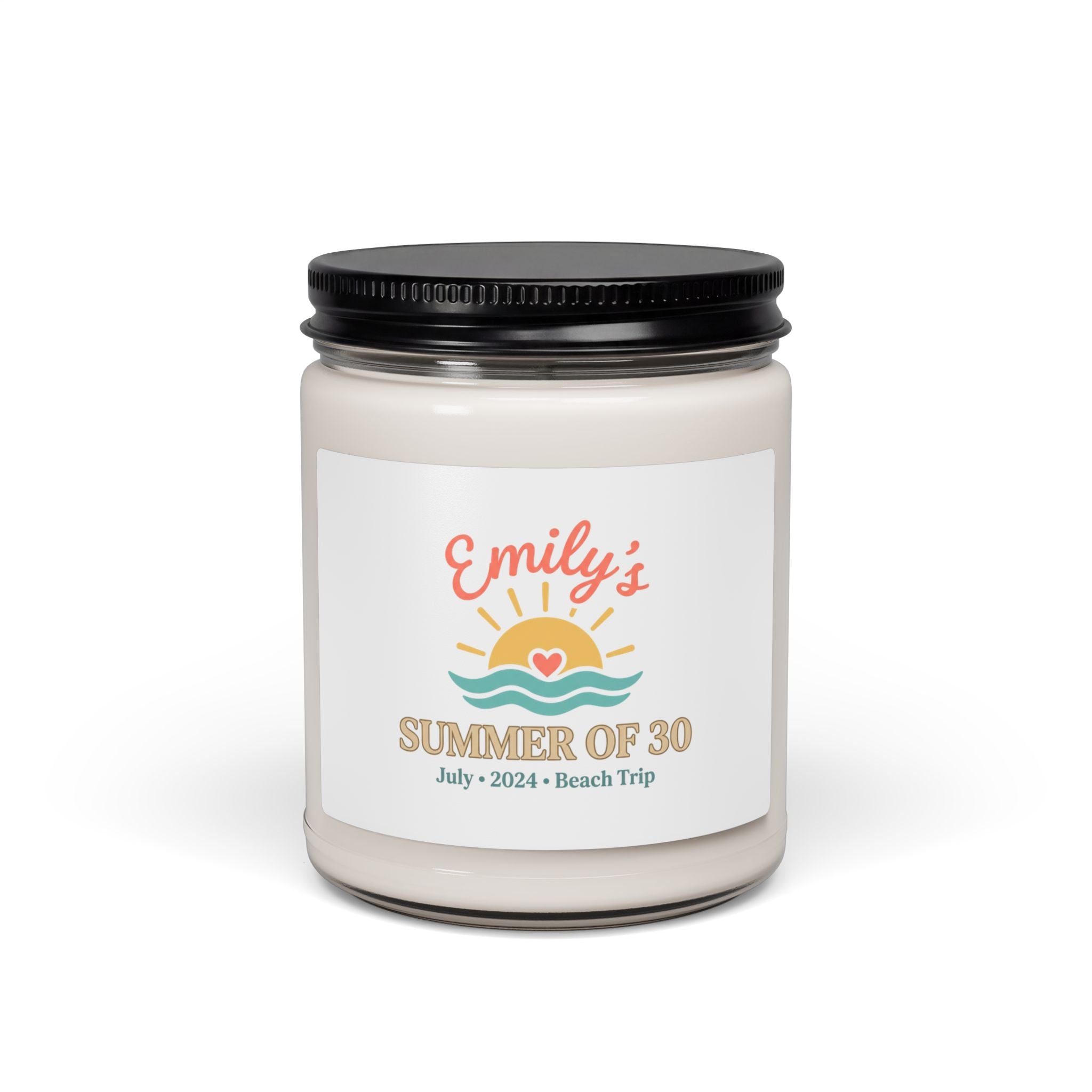 Personalized Summer of 30 Candle, Custom Age Beach Trip, Pastel Keepsake