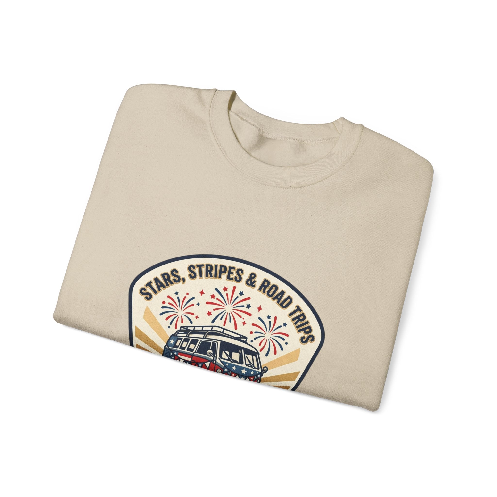 Retro VW Camper Fourth of July Sweatshirt | vintage USA, red white blue