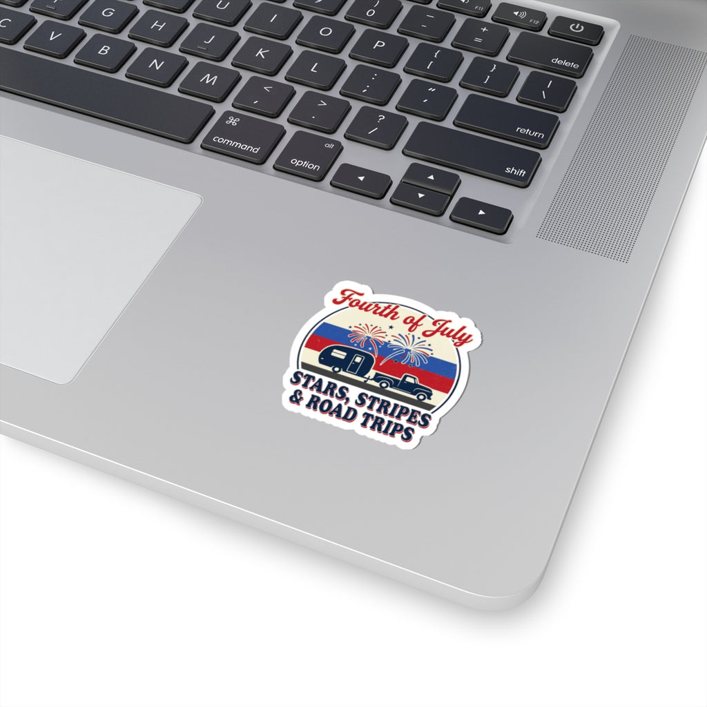 Fourth of July Road Trip Sticker | vintage Americana, red white blue