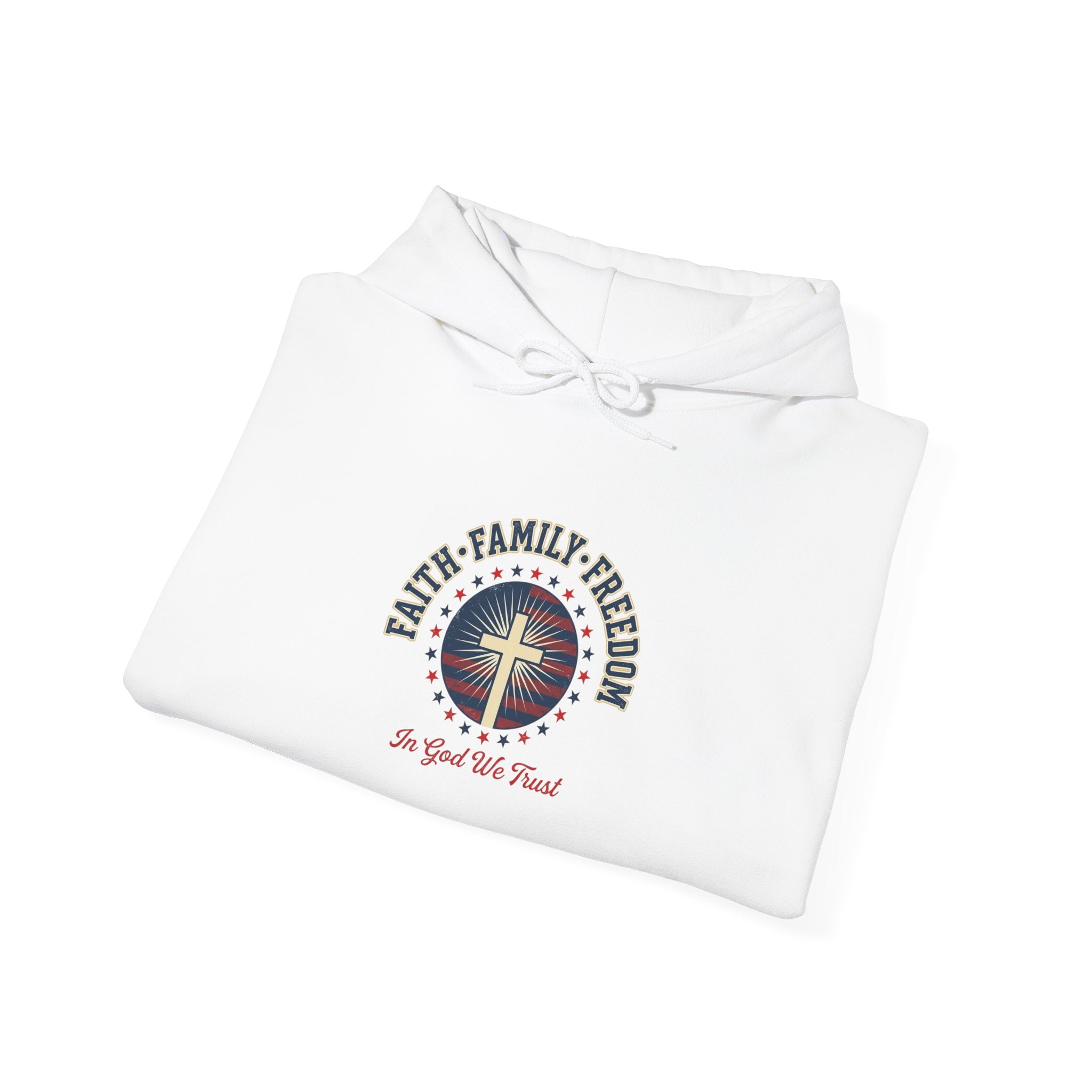 Faith·Family·Freedom Hoodie | Faith-based Patriotic, Vintage Americana