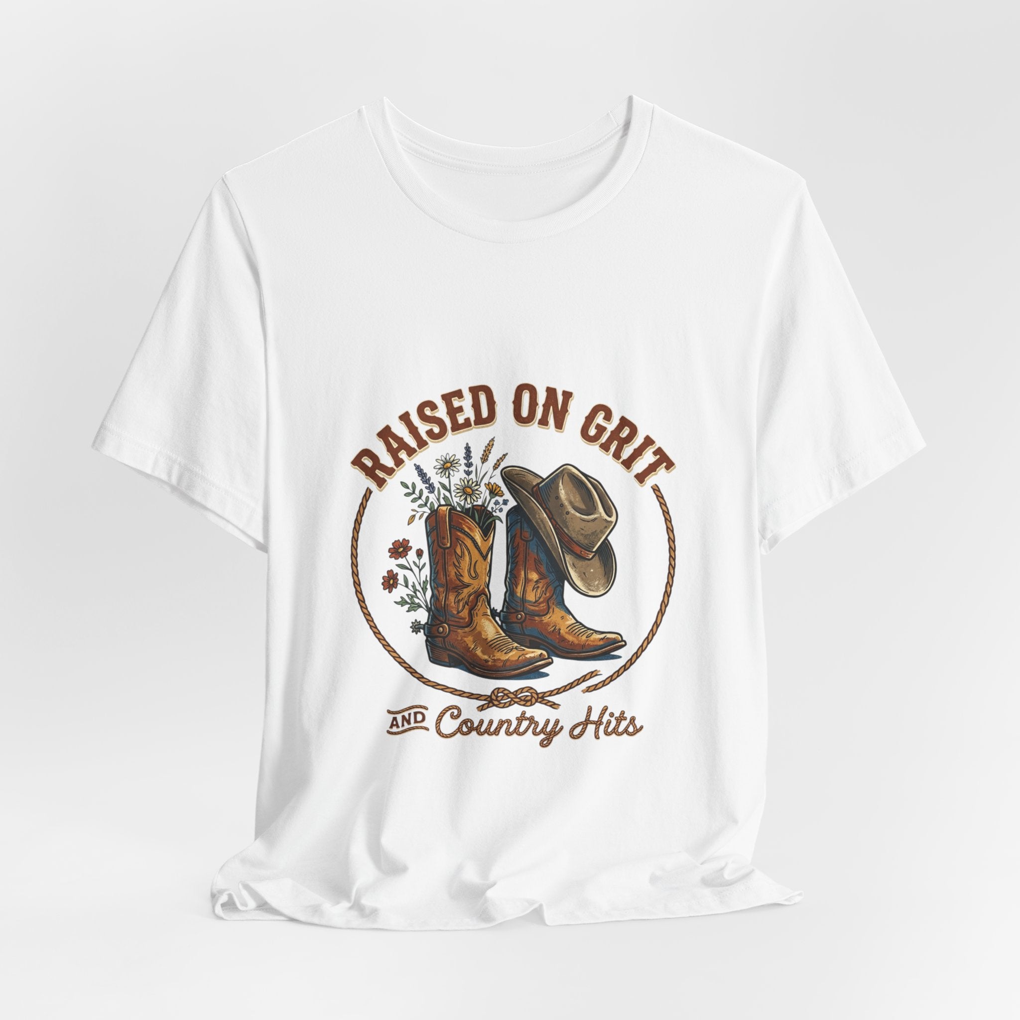 Raised on Grit Cowboy Boots & Hat Tee | western ranch cowgirl rustic prairie