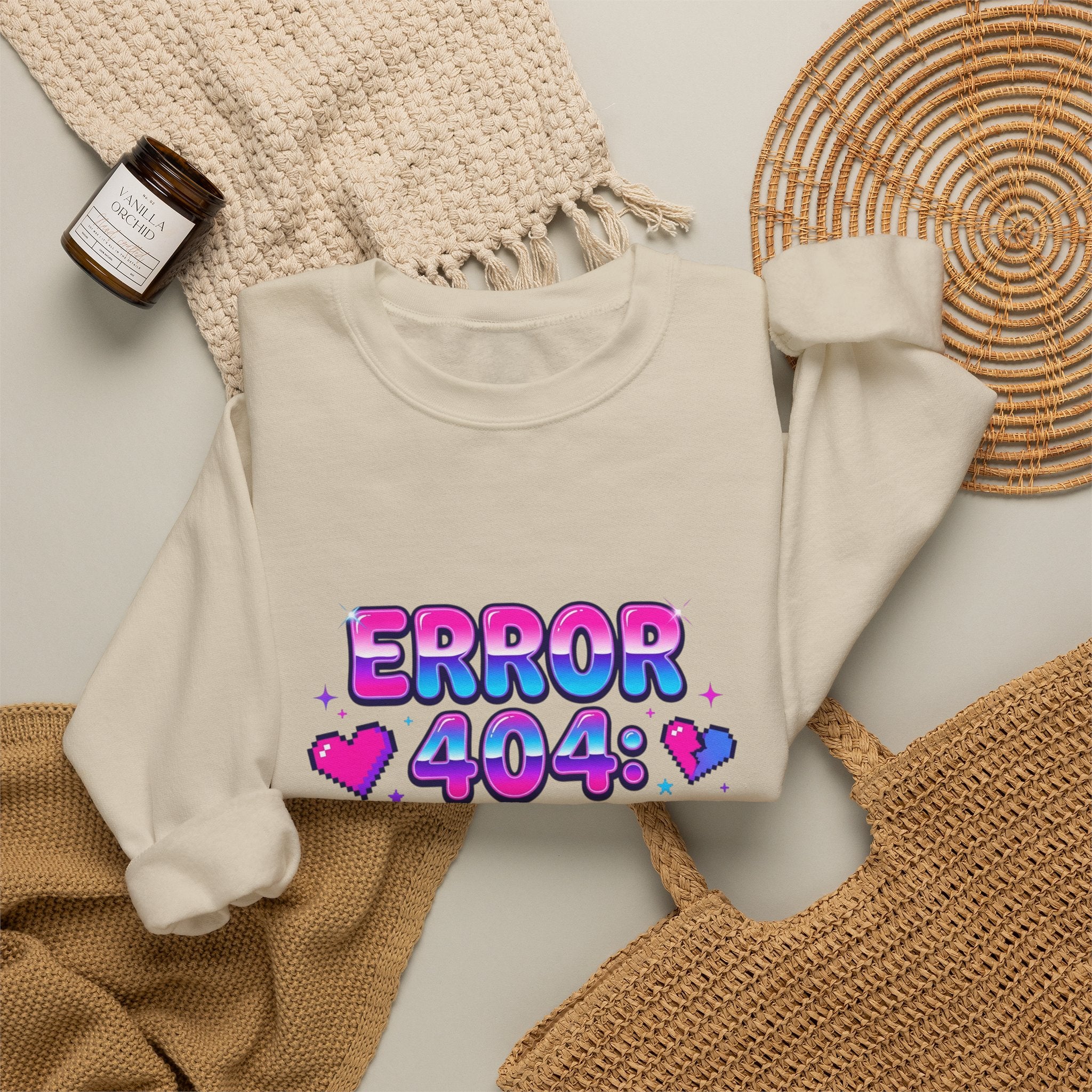 Error 404 Feelings Not Found Sweatshirt | Y2K slogan, bubblegum glitter style