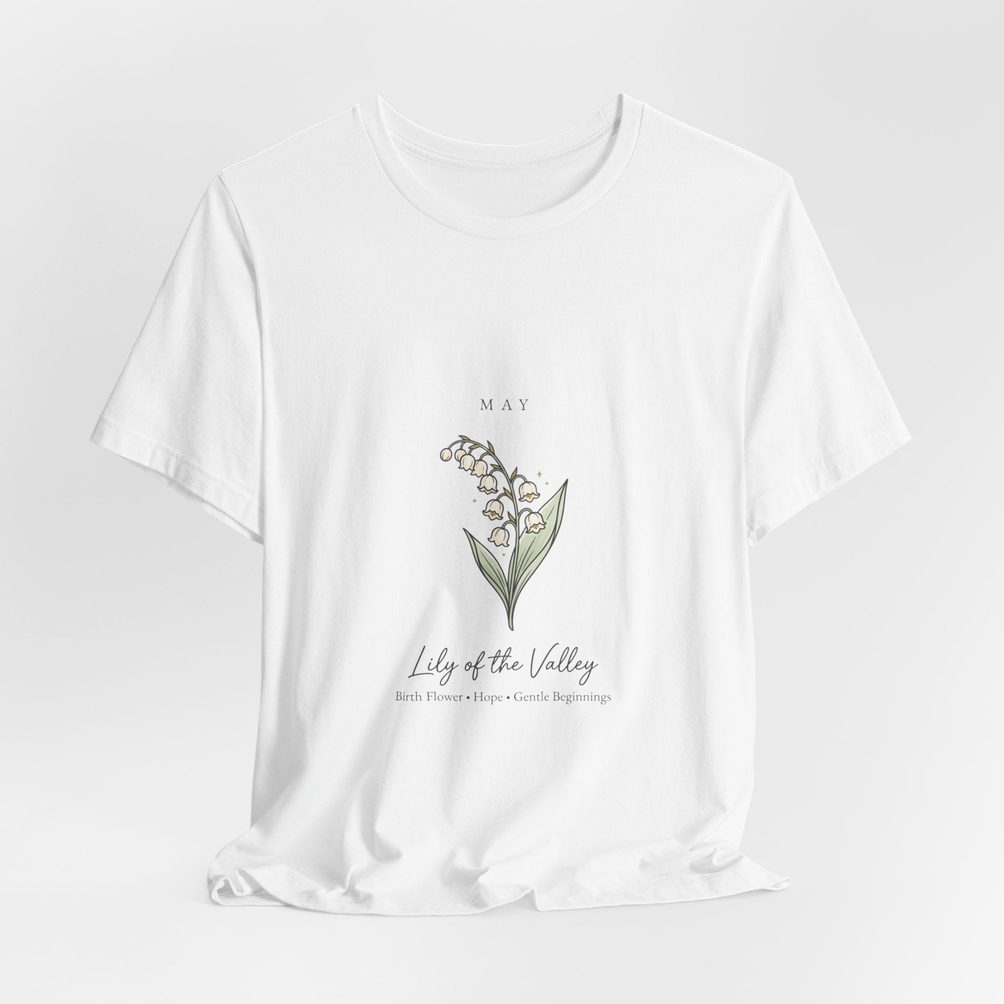 Lily of the Valley Birth Month Flower Tee | Botanical Line Art, Personalized