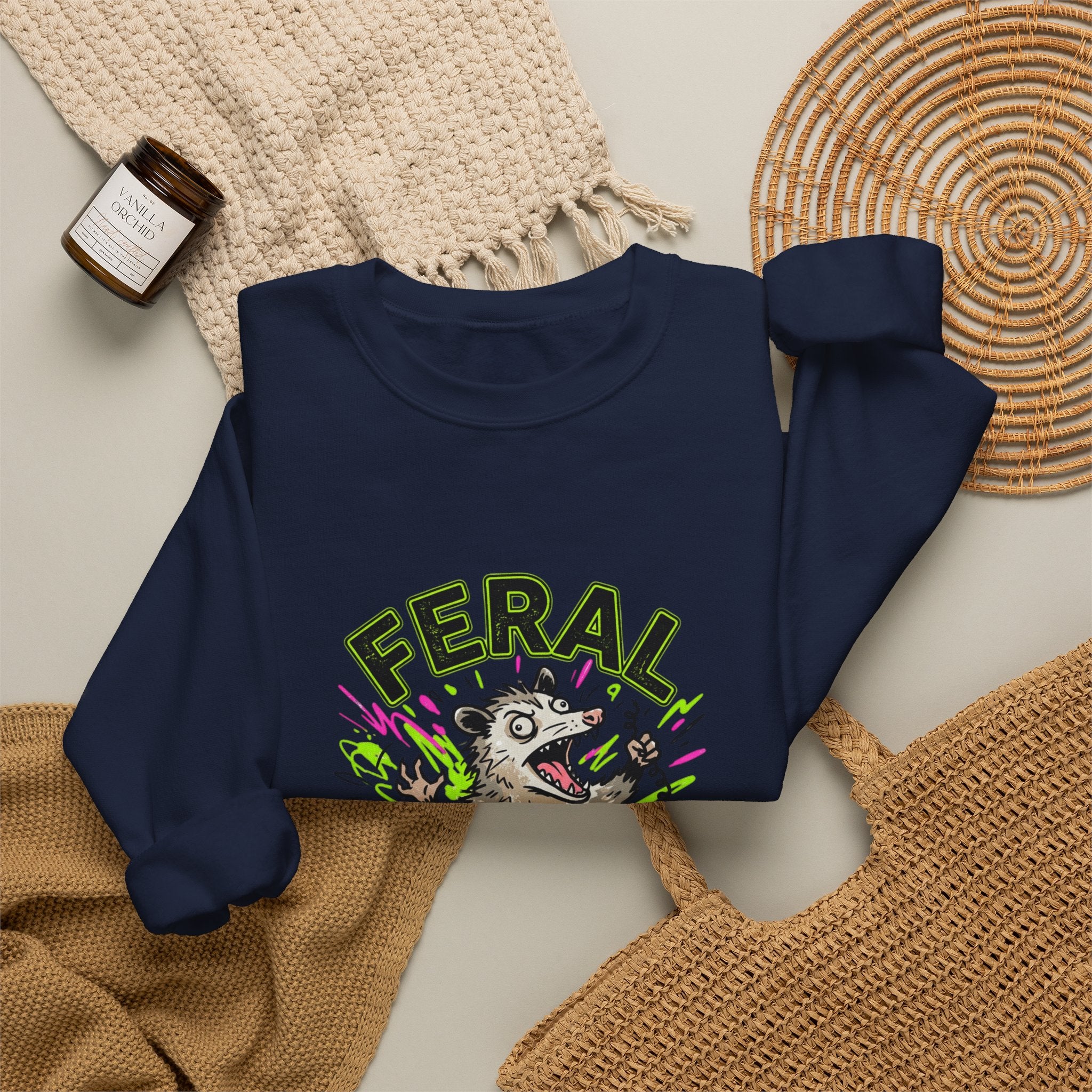 Feral But Free possum illustration Sweatshirt | feral, chaotic humor