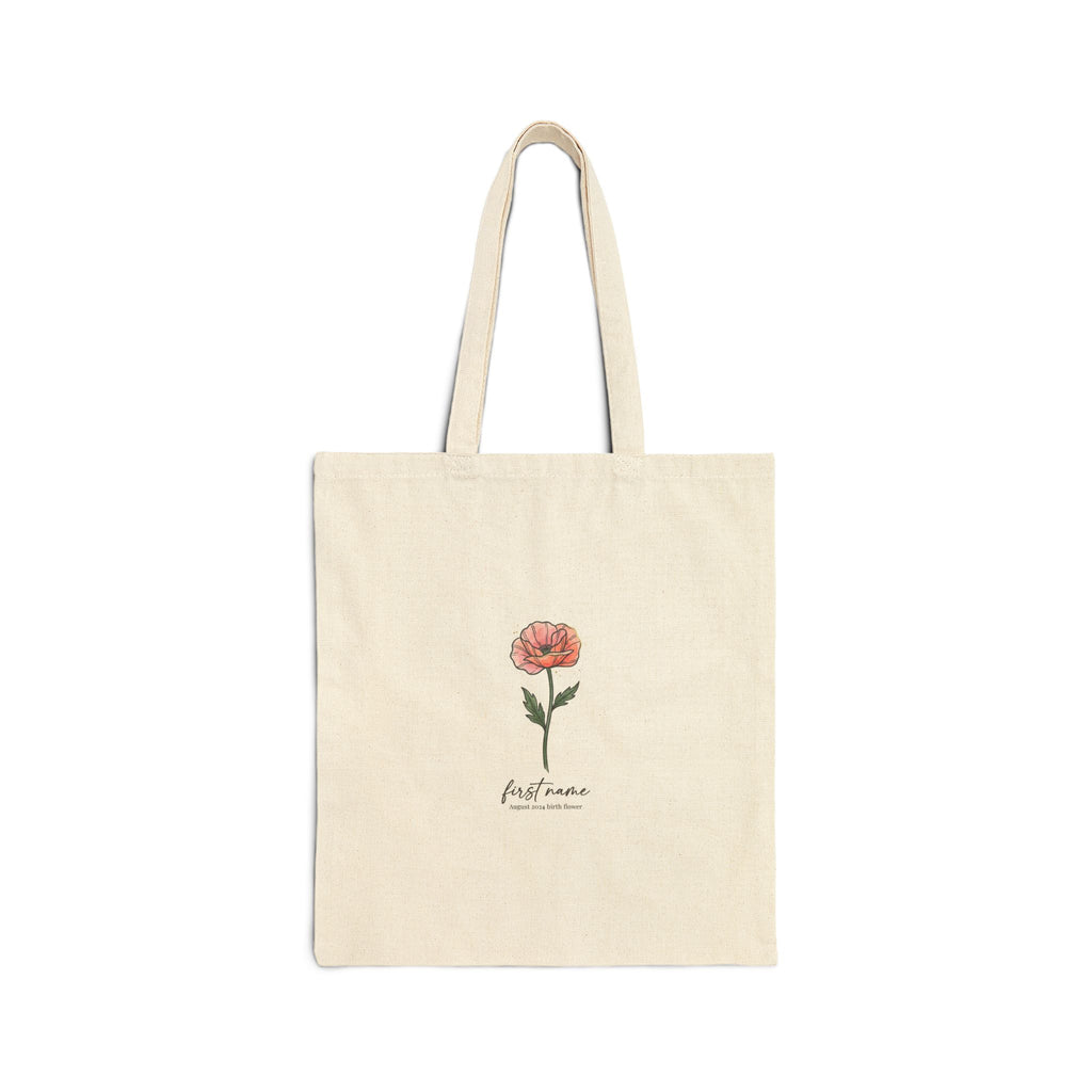 Birth Month Flower Tote | Personalized Botanical Watercolor Cotton Canvas