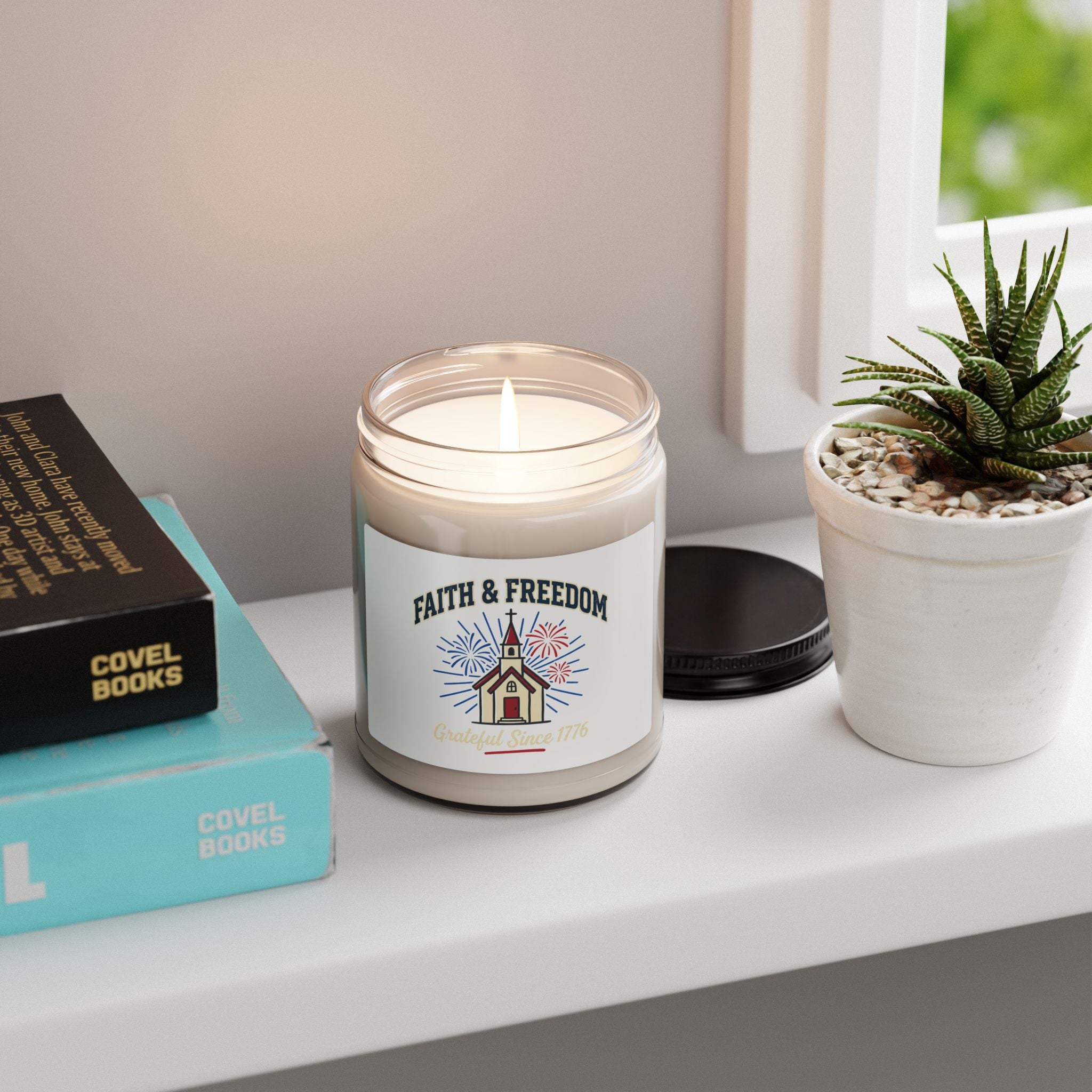 Faith & Freedom Church Candle, Patriotic Soy Candle | July 4th, Vintage Americana