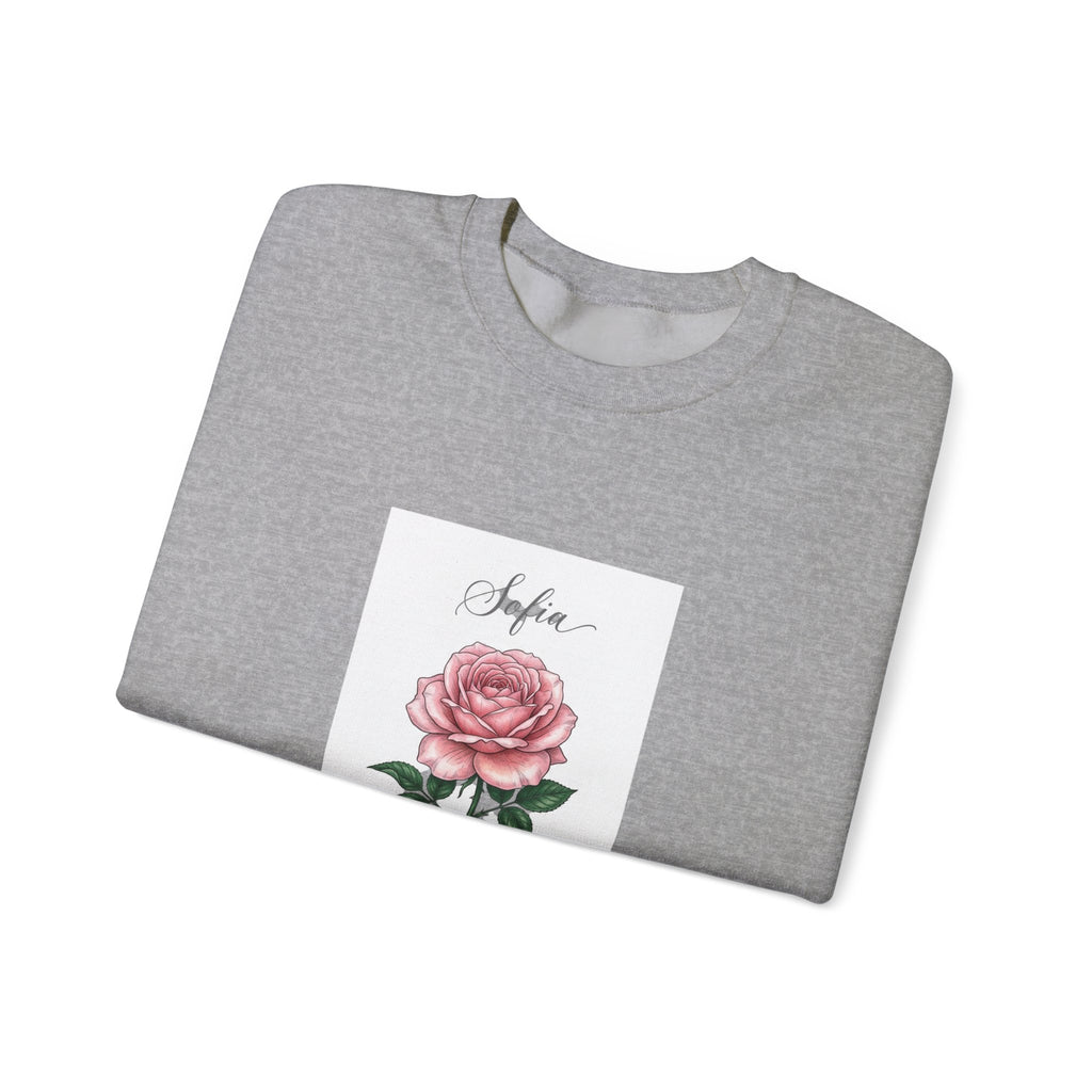 Personalized Birth Flower Rose Sweatshirt | Botanical, Watercolor, Custom Name