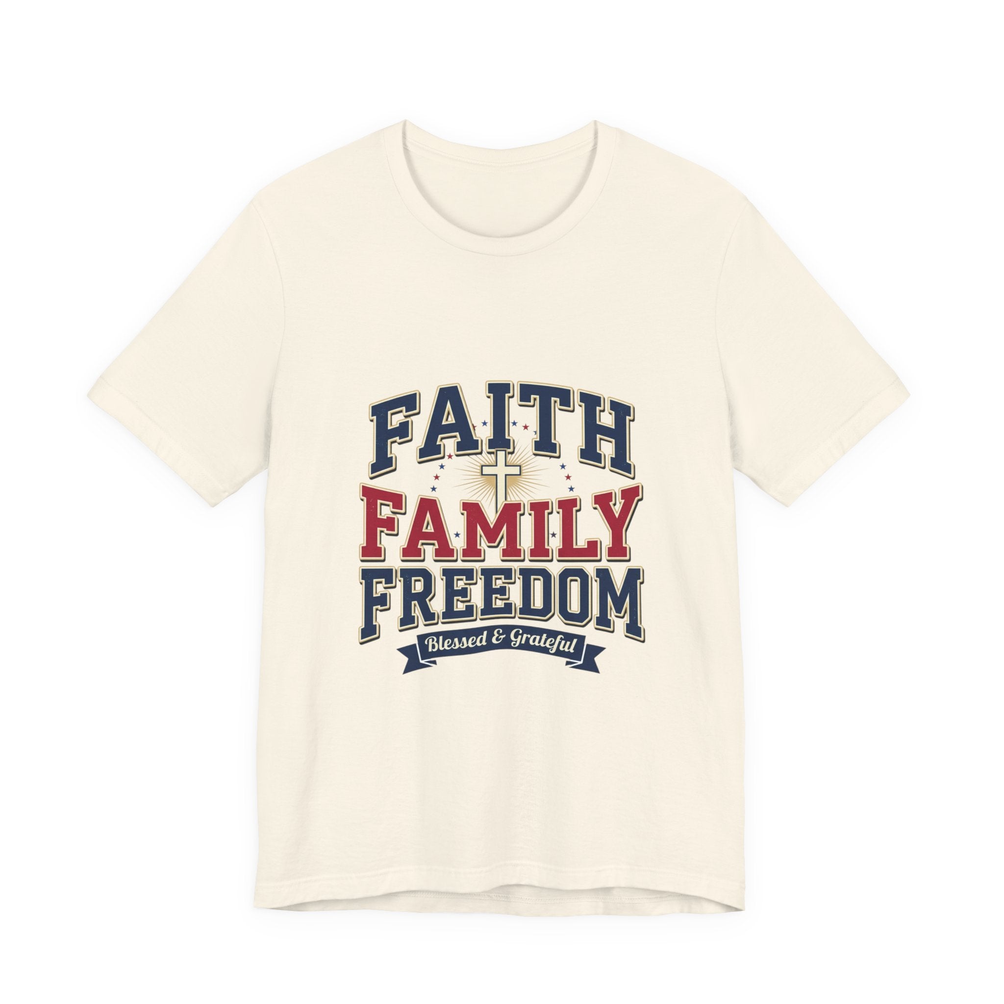 Faith Family Freedom Tee | Faith-based Patriotic July 4th, Vintage Americana