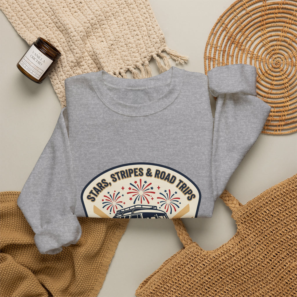 Retro VW Camper Fourth of July Sweatshirt | vintage USA, red white blue