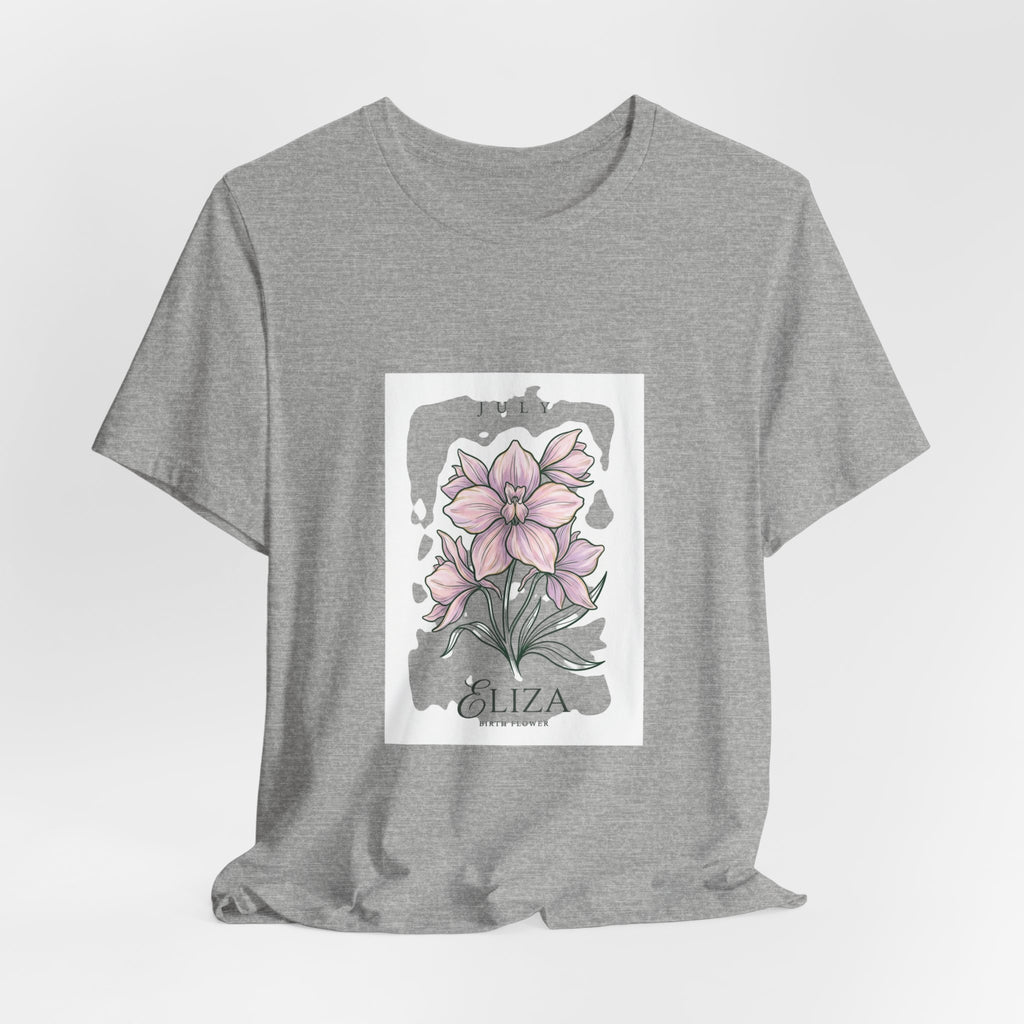 July Birth Flower Tee | Personalized Botanical Watercolor, Custom Name