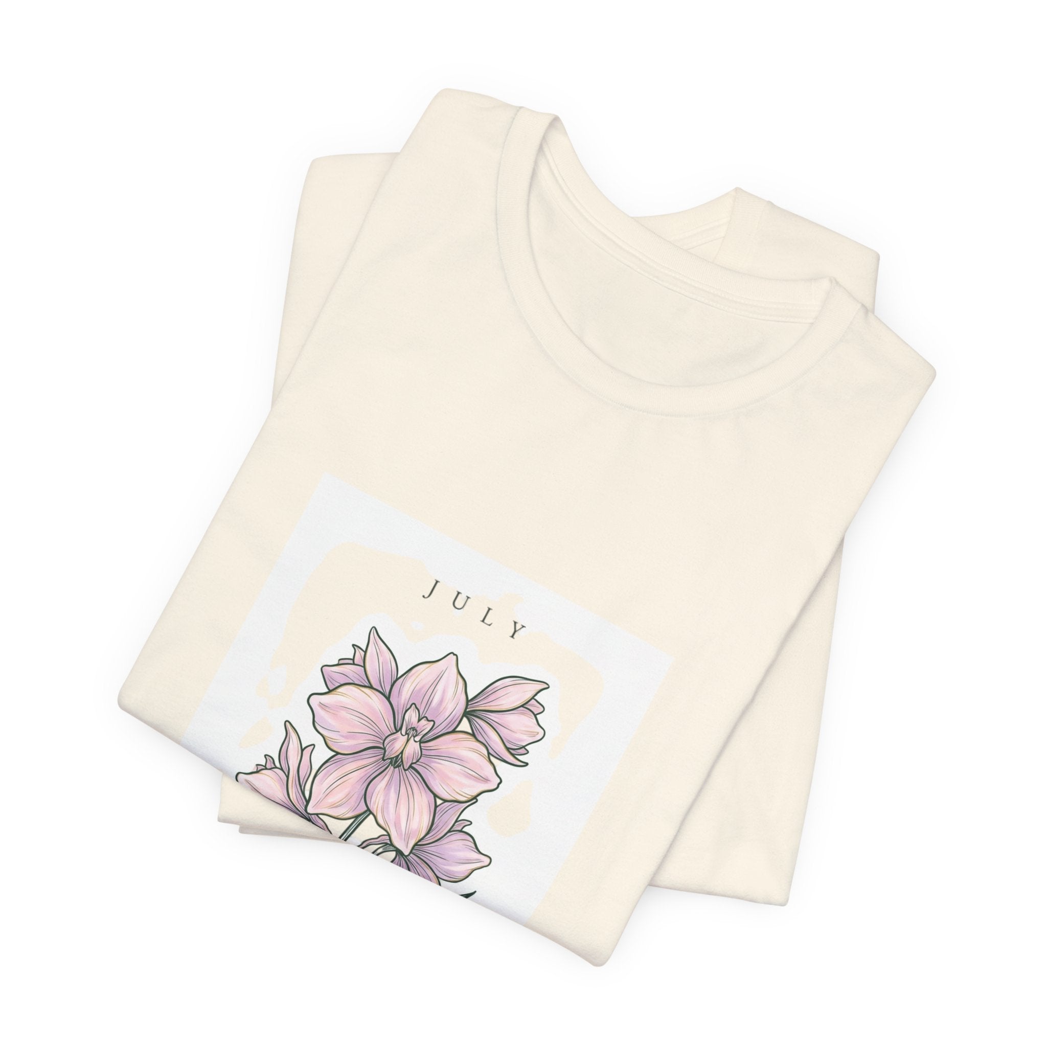 July Birth Flower Tee | Personalized Botanical Watercolor, Custom Name