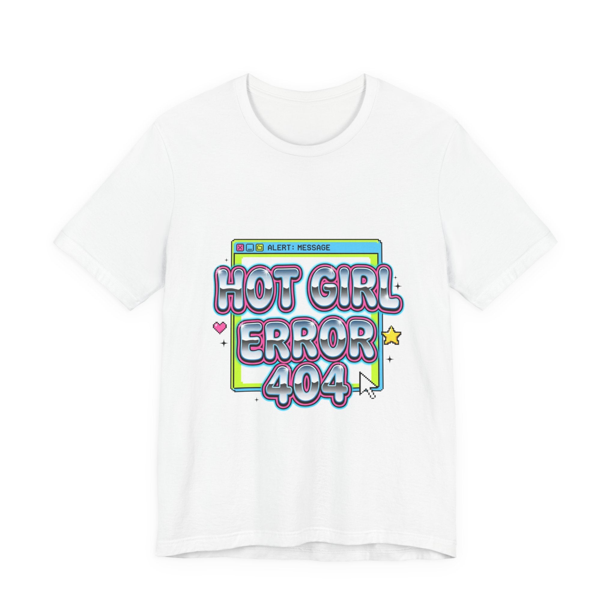 Hot Girl Error 404 Tee | Y2K slogan, cyber glitter, bubblegum pink