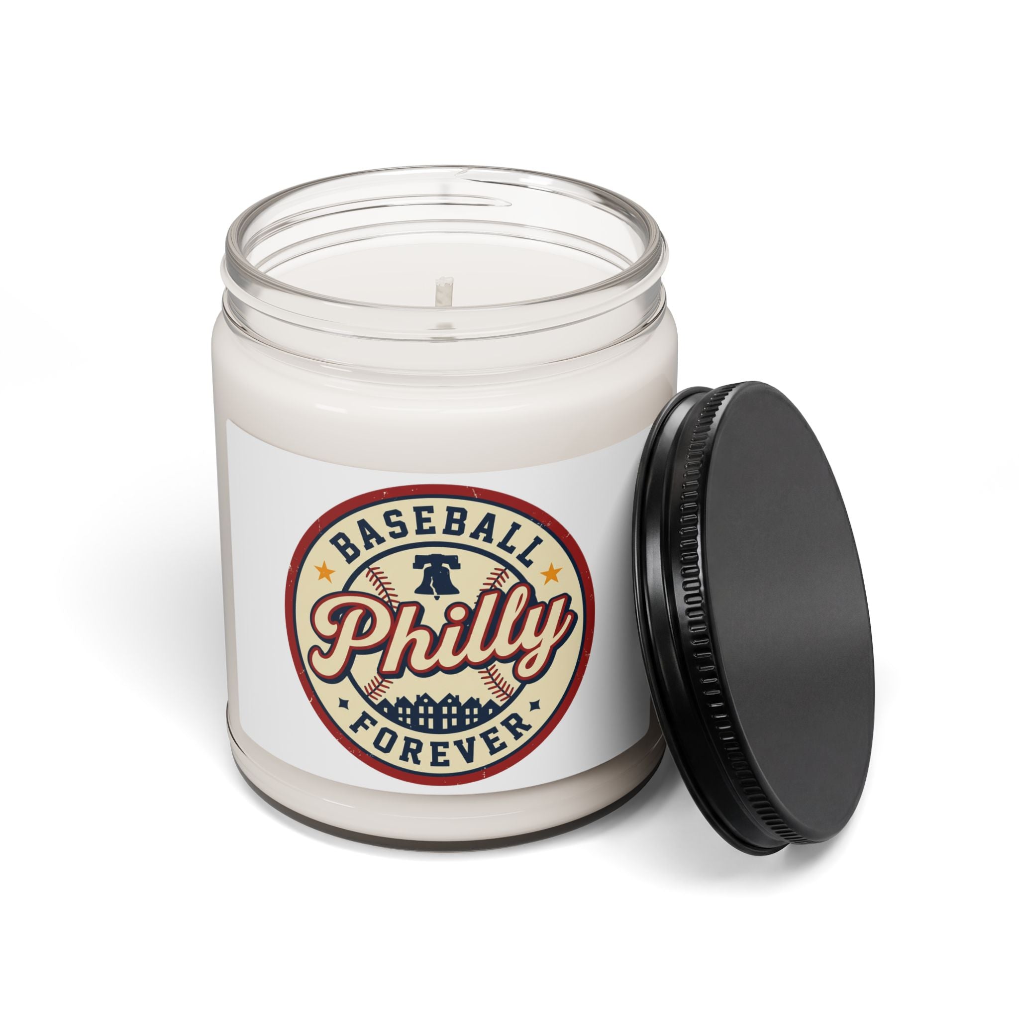 Philly Baseball Script Candle, scented soy jar, city pride vintage athletic