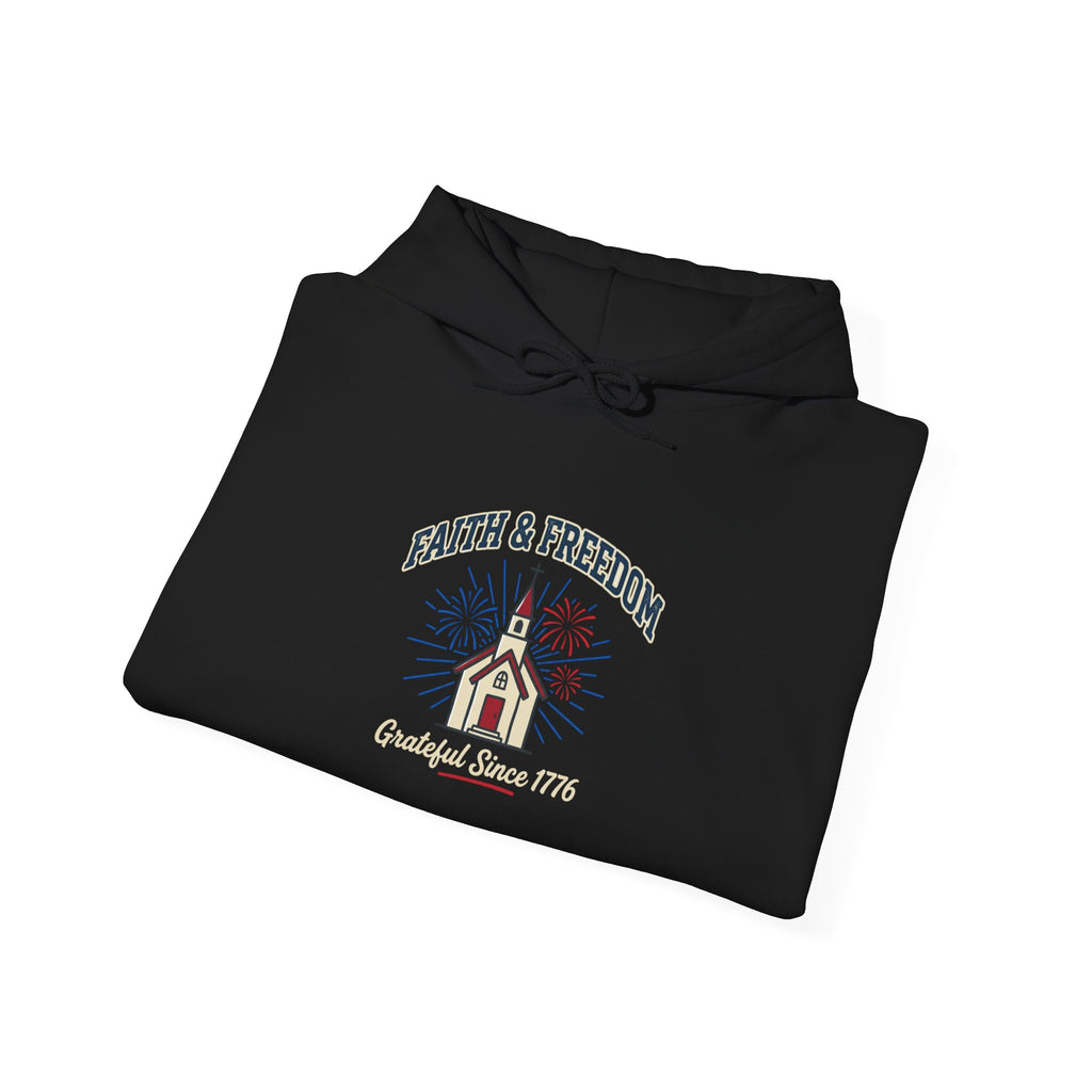 Faith & Freedom Church Graphic Hoodie | patriotic, faith-based, vintage Americana