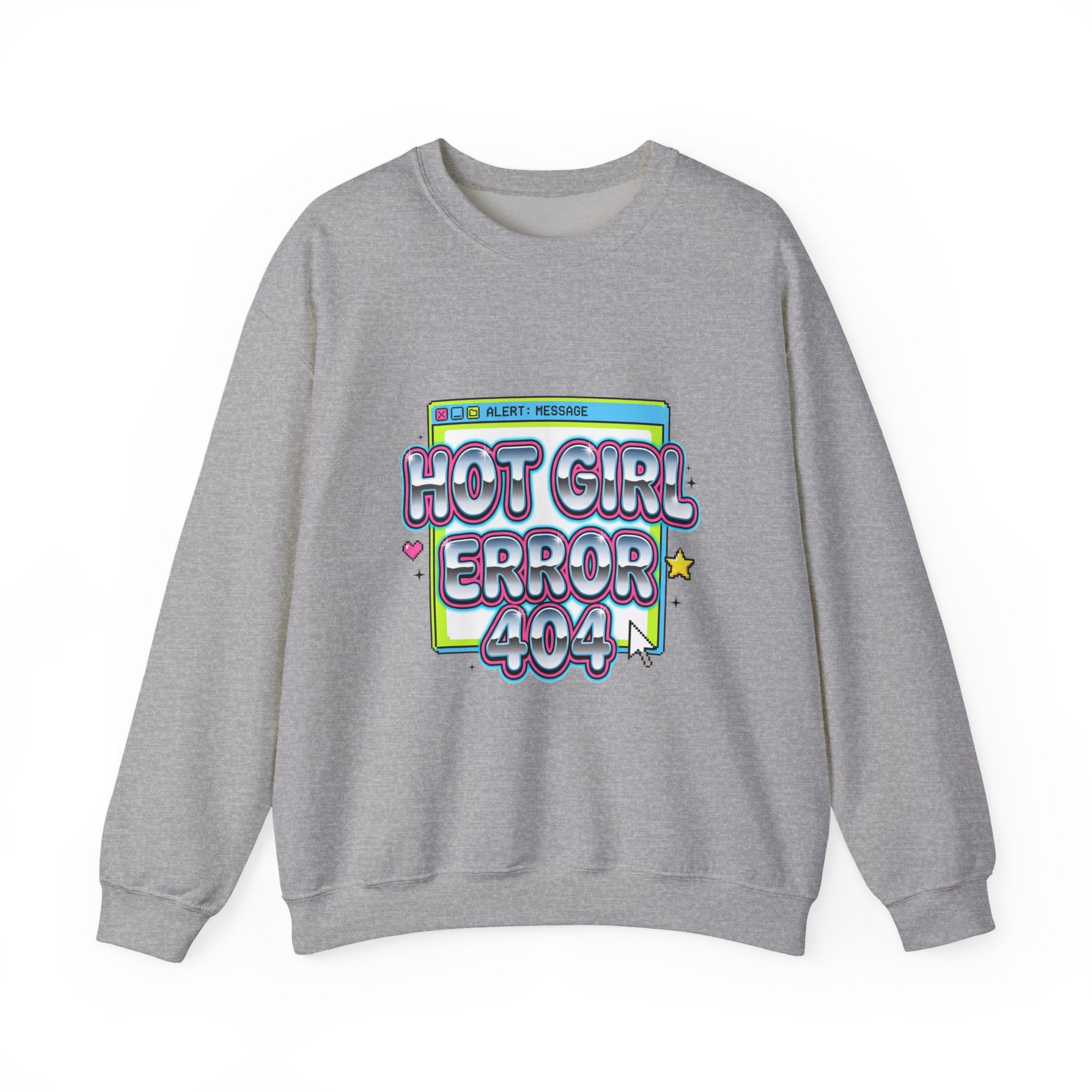 Hot Girl Error 404 Sweatshirt | Y2K slogan, cyber glitter, hot pink accents