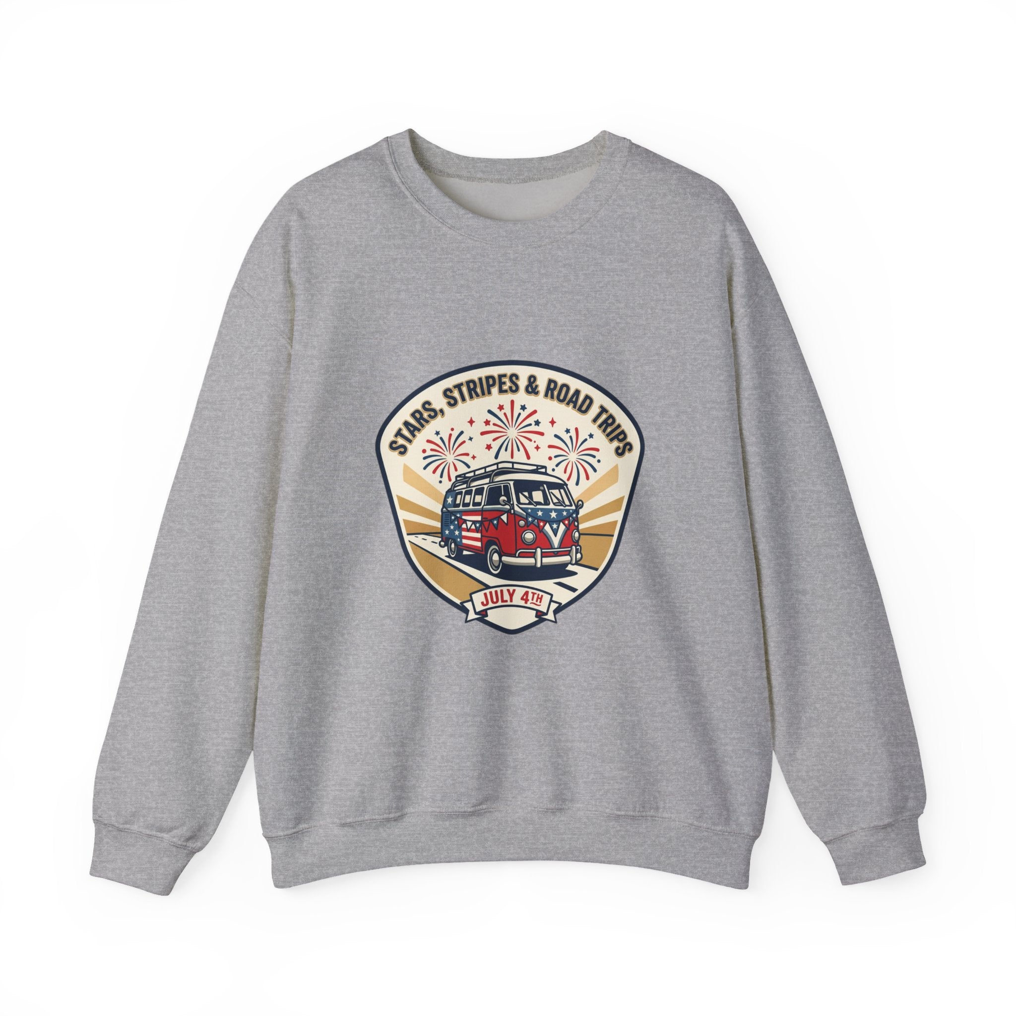 Retro VW Camper Fourth of July Sweatshirt | vintage USA, red white blue