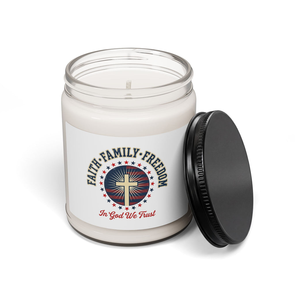 Faith Family Freedom Candle, 9oz Soy, Patriotic Faith-Based July 4th