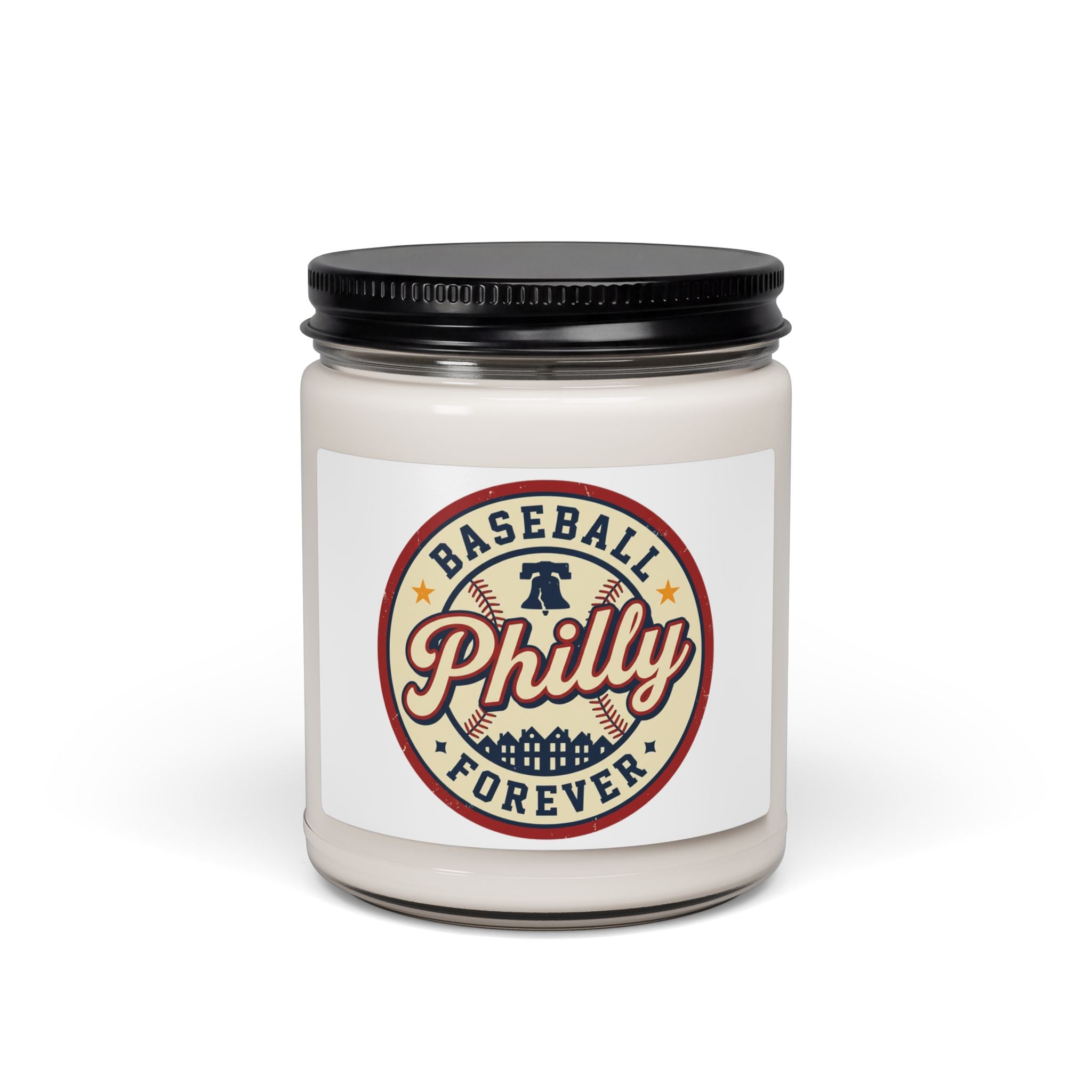 Philly Baseball Script Candle, scented soy jar, city pride vintage athletic
