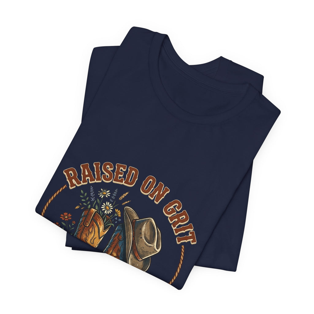 Raised on Grit Cowboy Boots & Hat Tee | western ranch cowgirl rustic prairie