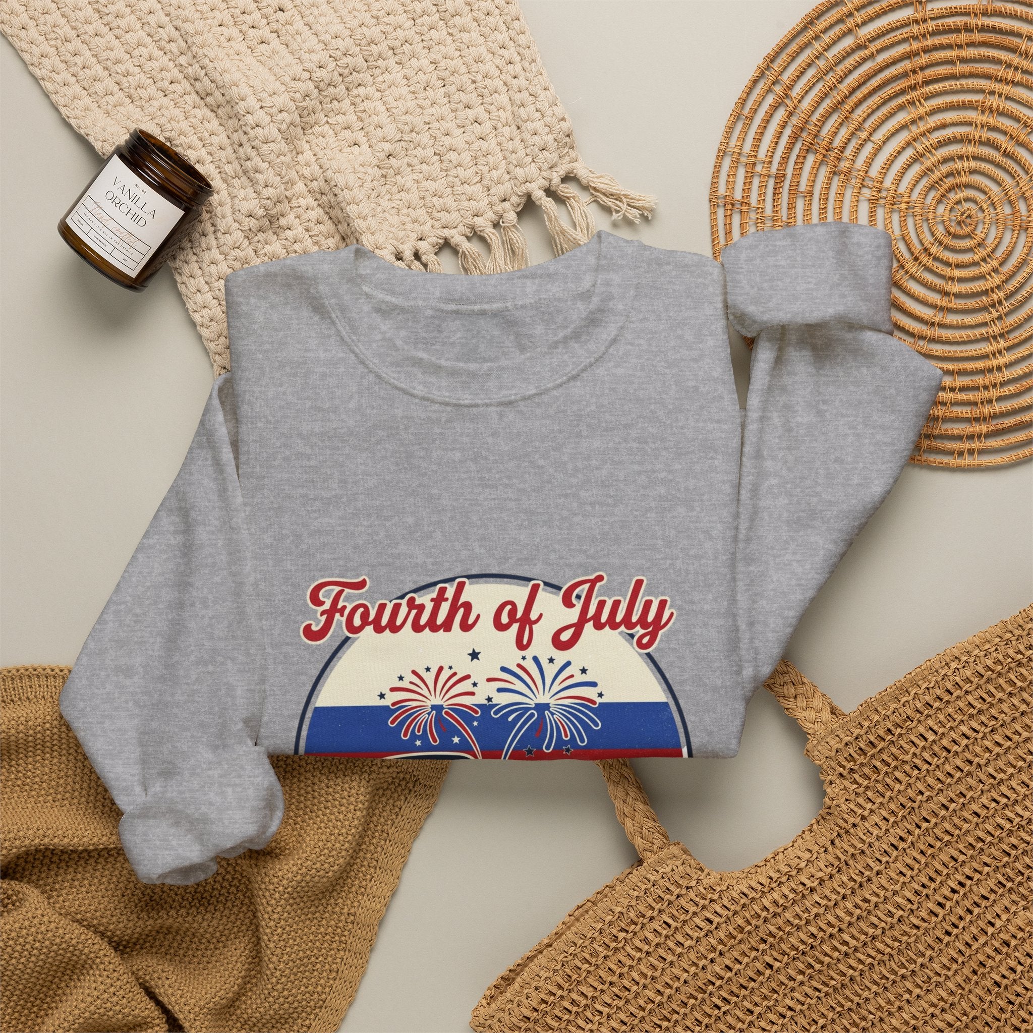 Fourth of July RV Road Trip Sweatshirt | vintage USA, red white blue