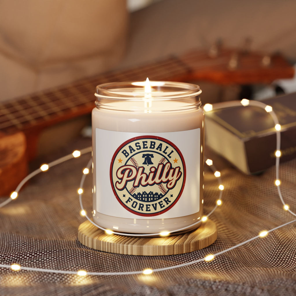 Philly Baseball Script Candle, scented soy jar, city pride vintage athletic