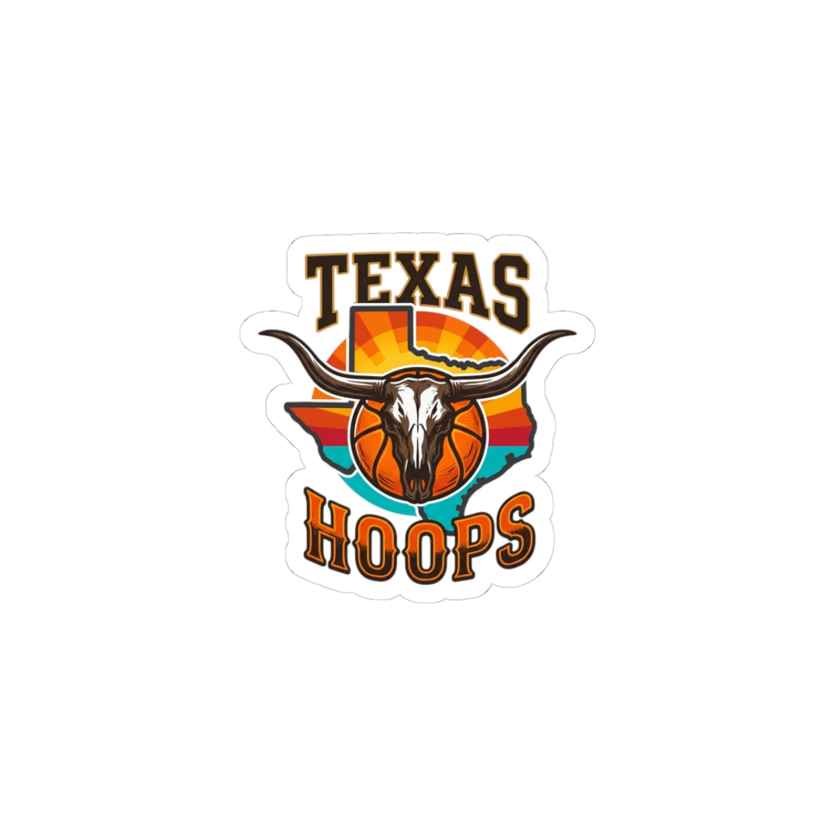 Texas Hoops Longhorn Skull Sticker | Texas pride, western varsity