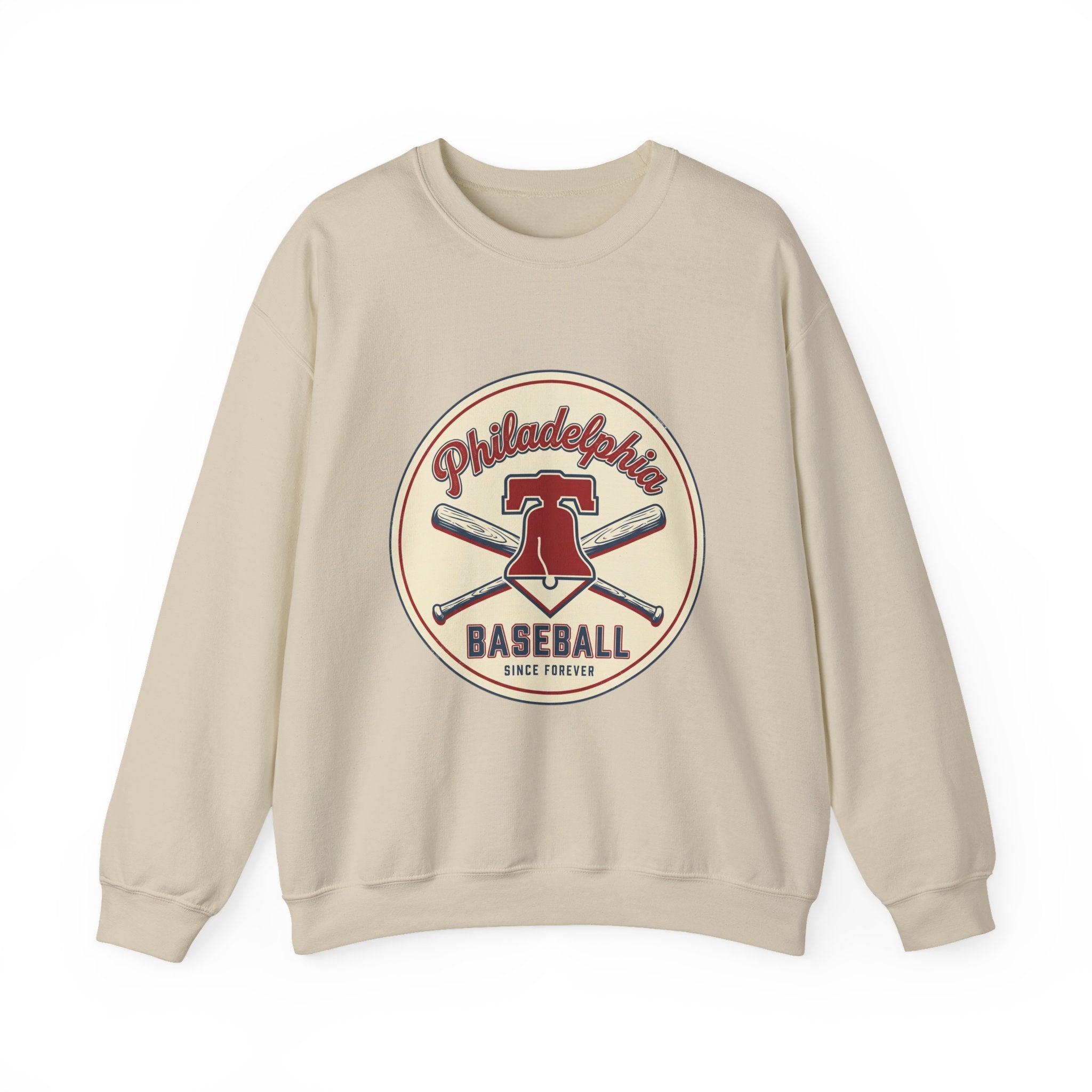 Philadelphia Baseball Crewneck, vintage script, state outline, athletic city pride