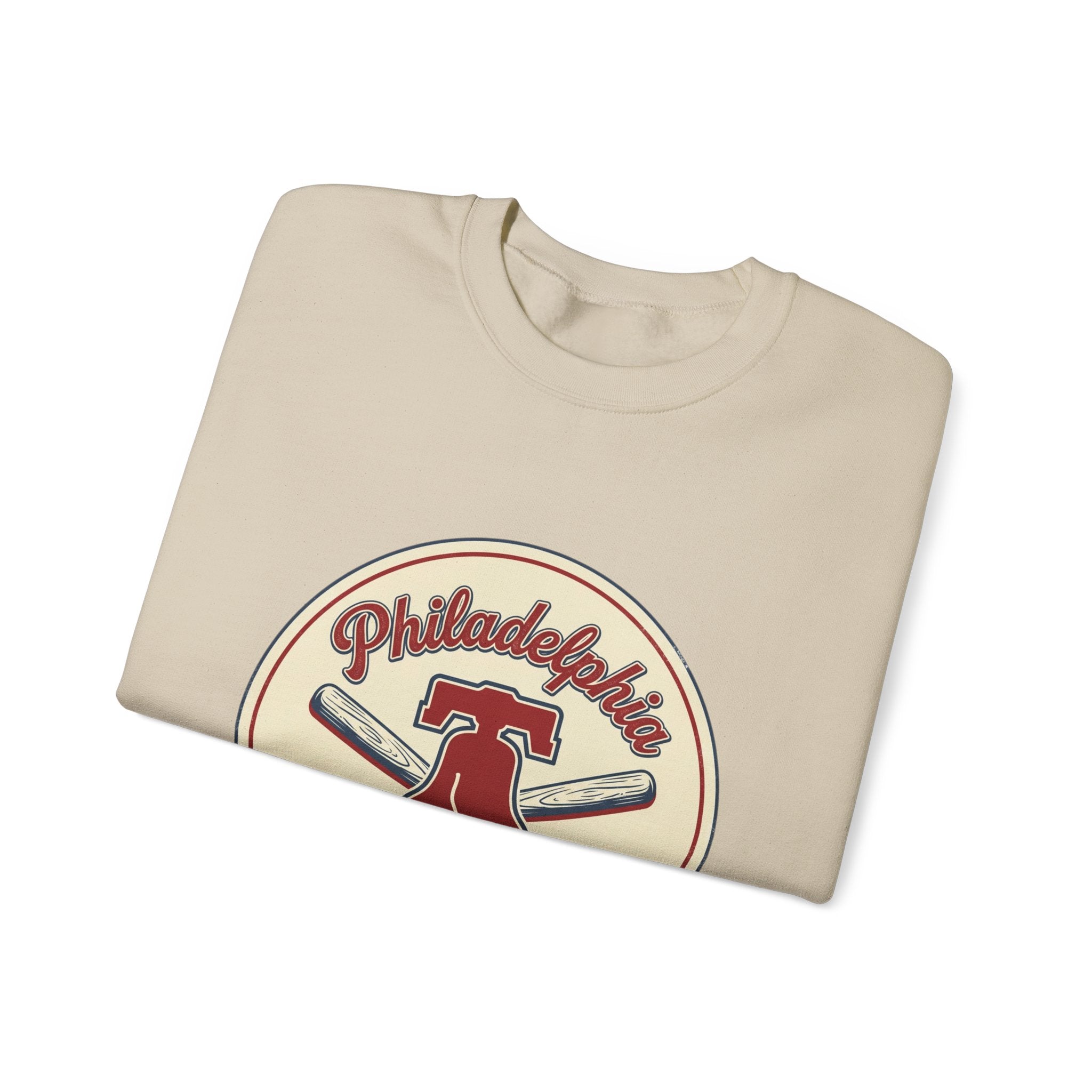 Philadelphia Baseball Crewneck, vintage script, state outline, athletic city pride