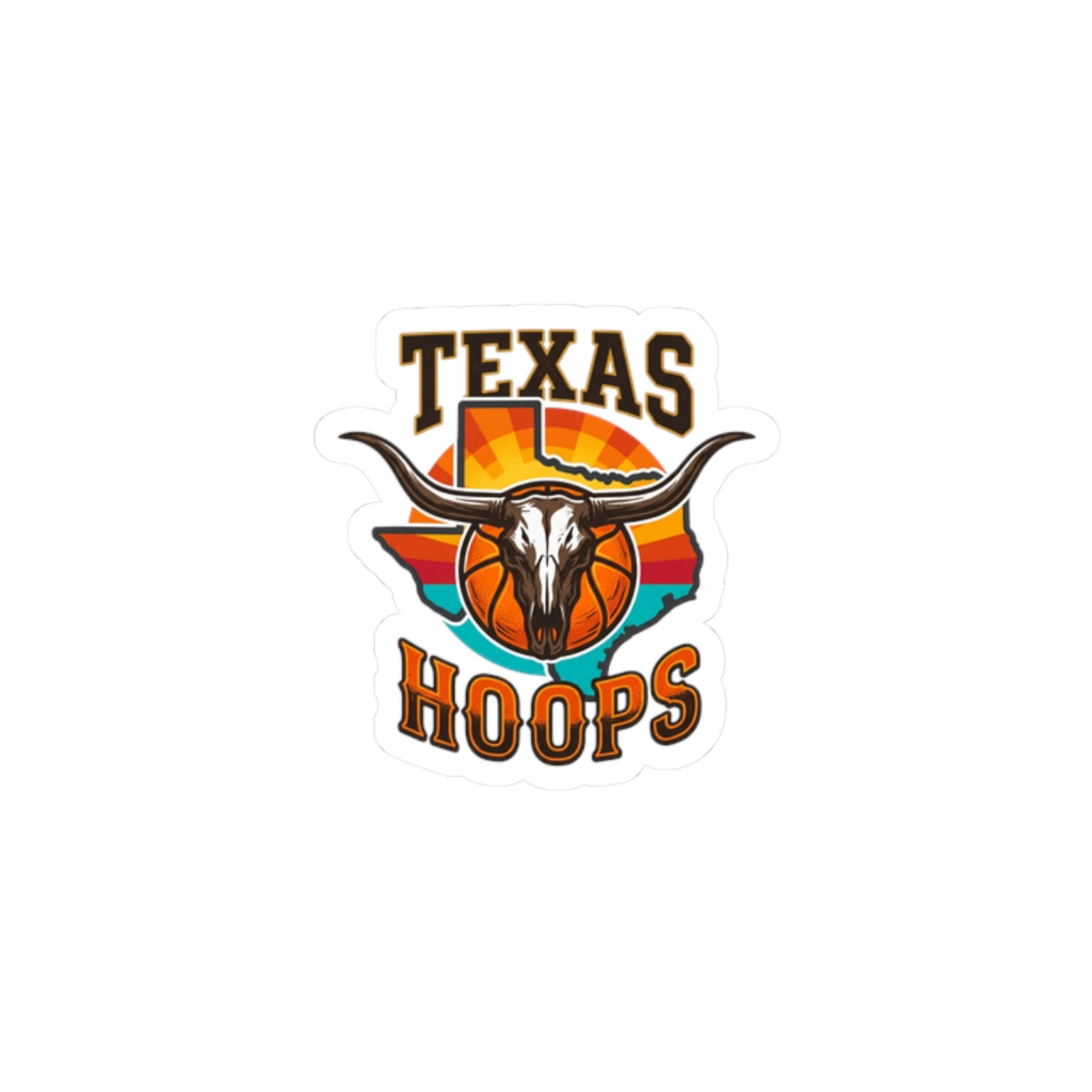 Texas Hoops Longhorn Skull Sticker | Texas pride, western varsity