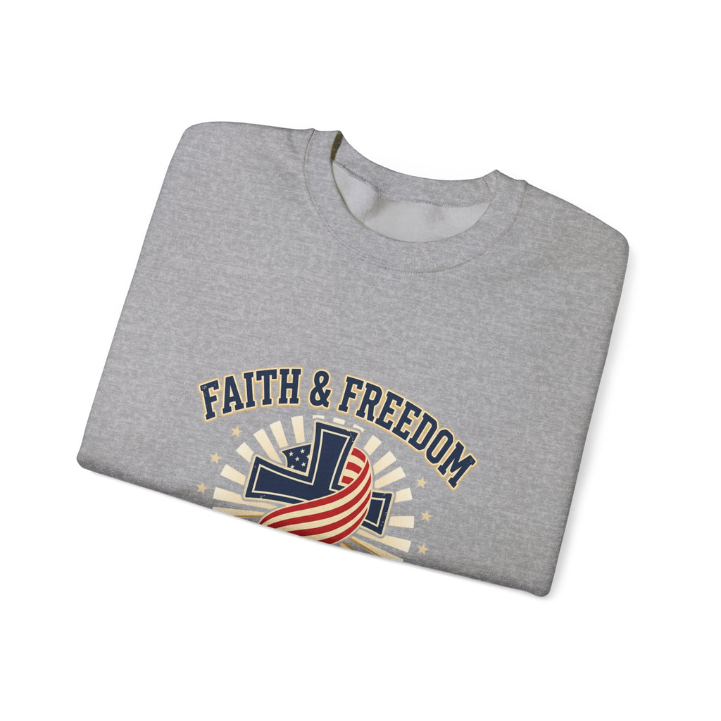 Faith & Freedom cross crewneck Sweatshirt | patriotic, faith-based, vintage Americana