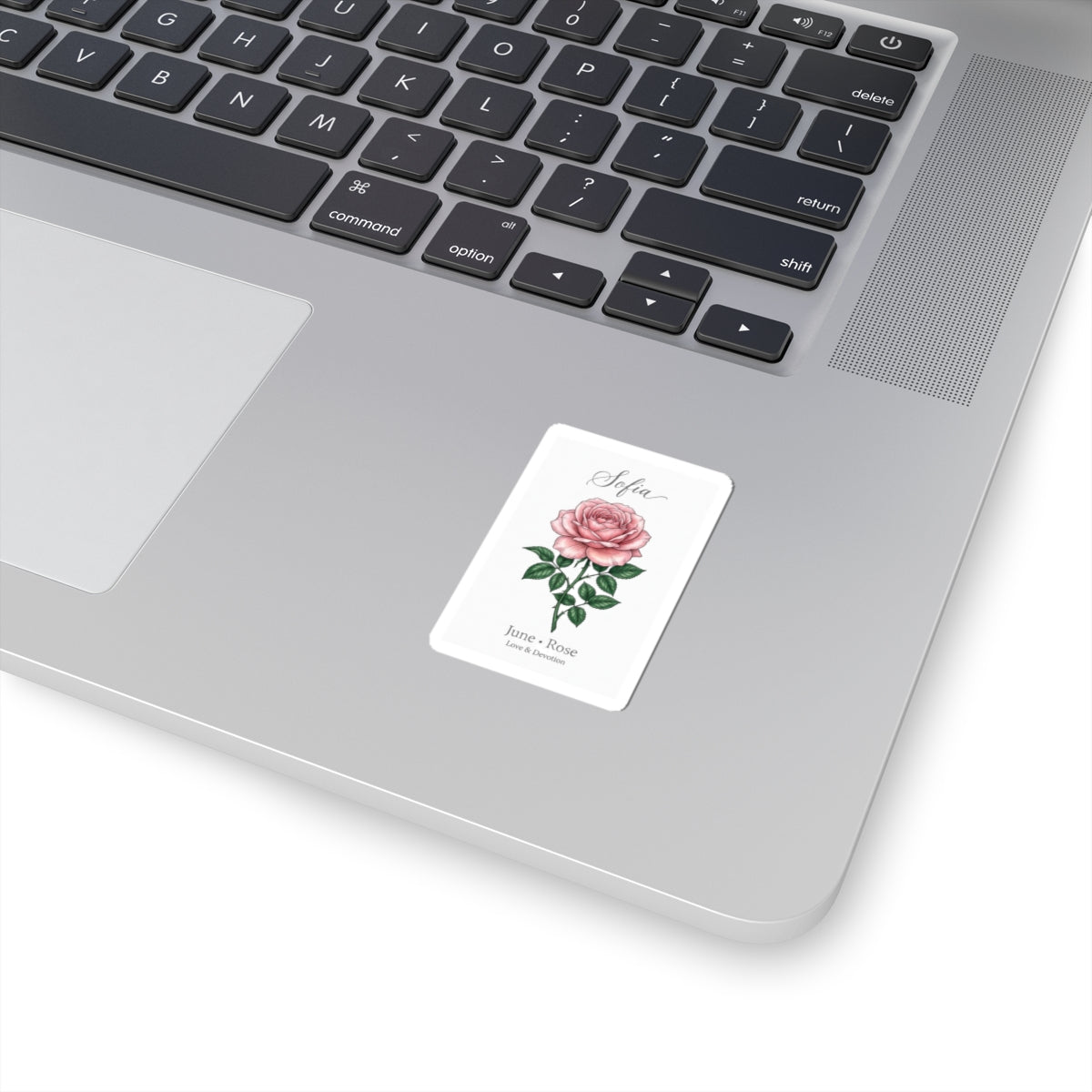 June Rose Birth Flower Sticker | Personalized Botanical, Watercolor Name