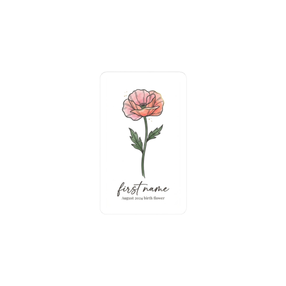 Birth Month Flower Sticker | Personalized Botanical, Watercolor Line Art
