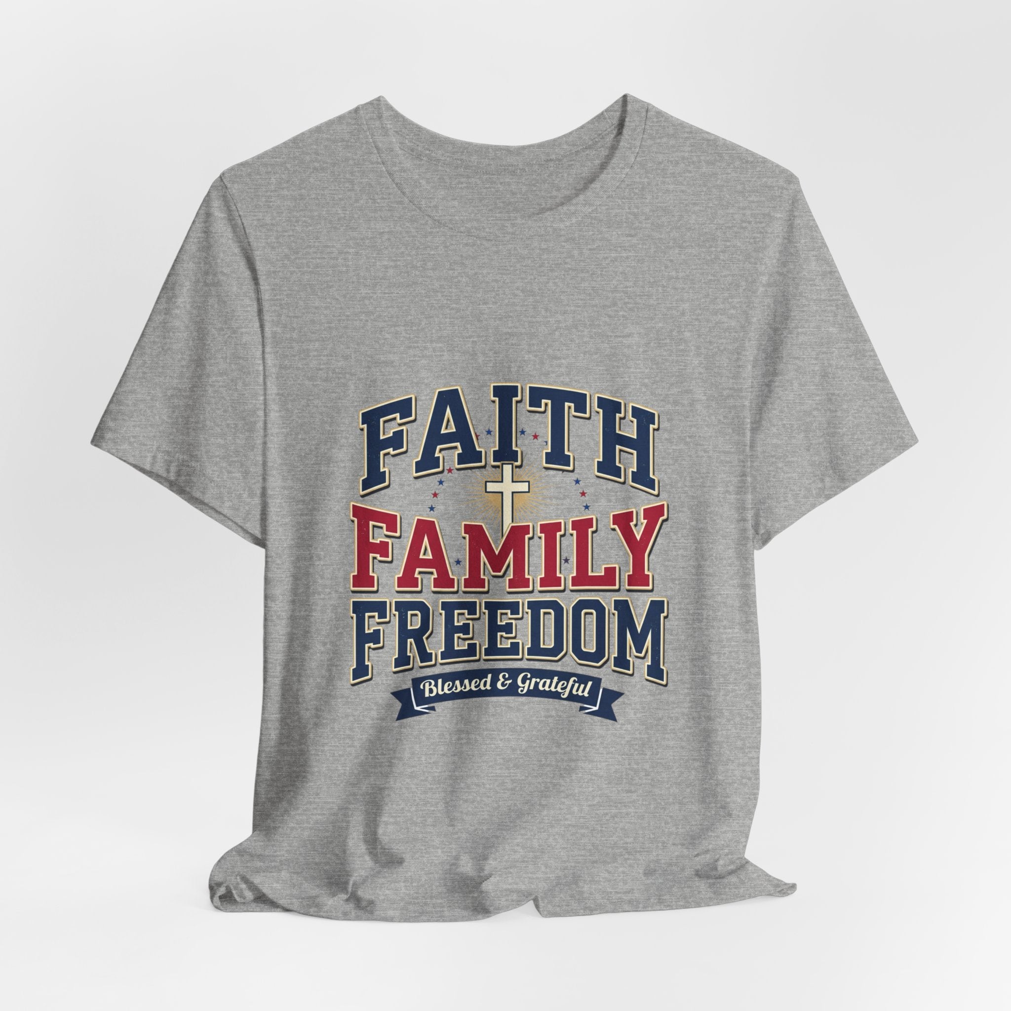 Faith Family Freedom Tee | Faith-based Patriotic July 4th, Vintage Americana