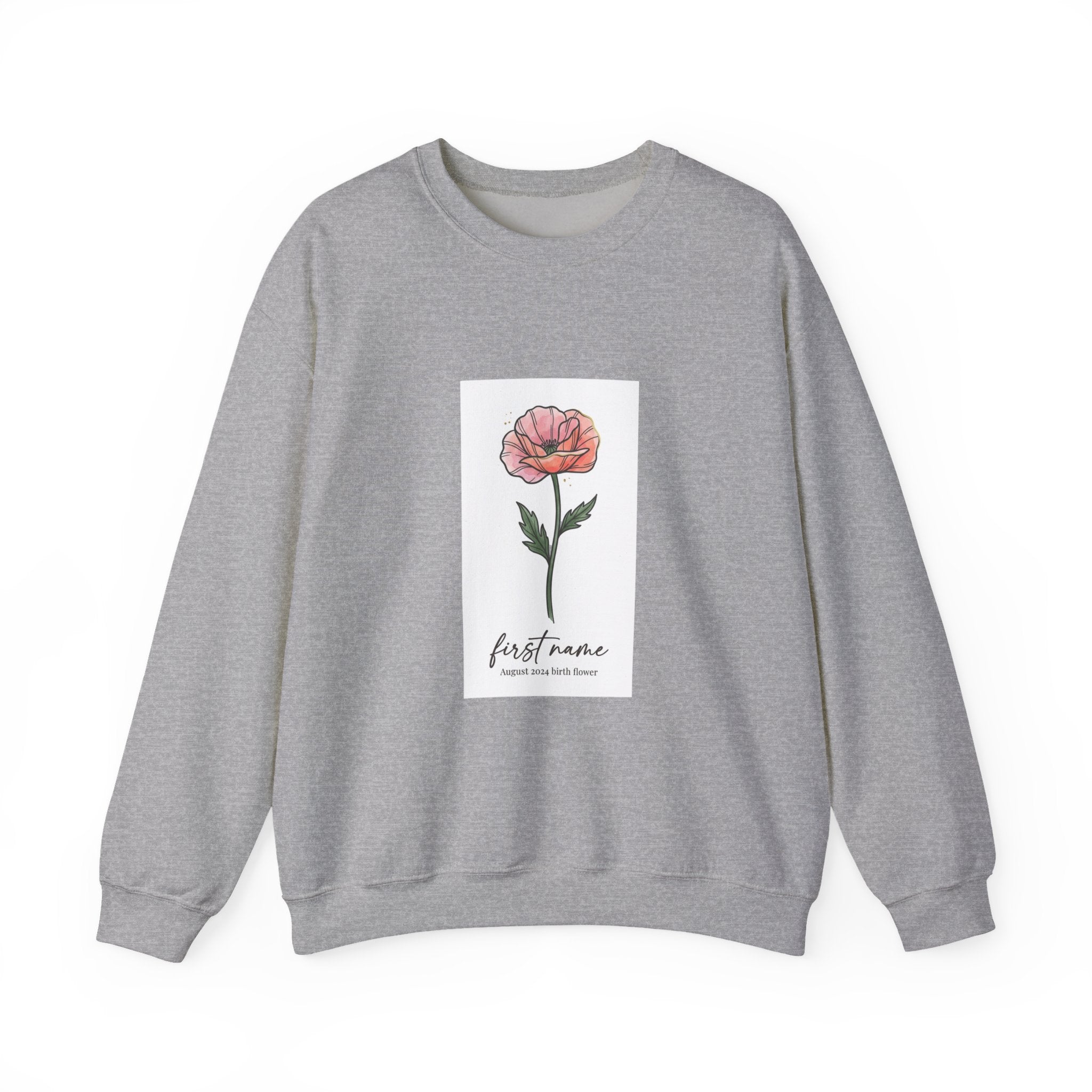 Birth Month Flower Crewneck, Personalized Botanical Watercolor Sweatshirt | Custom Name