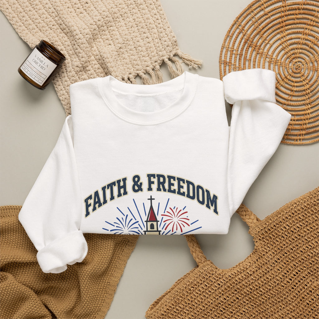 Faith & Freedom Crewneck Sweatshirt | Patriotic, Faith-Based July 4th