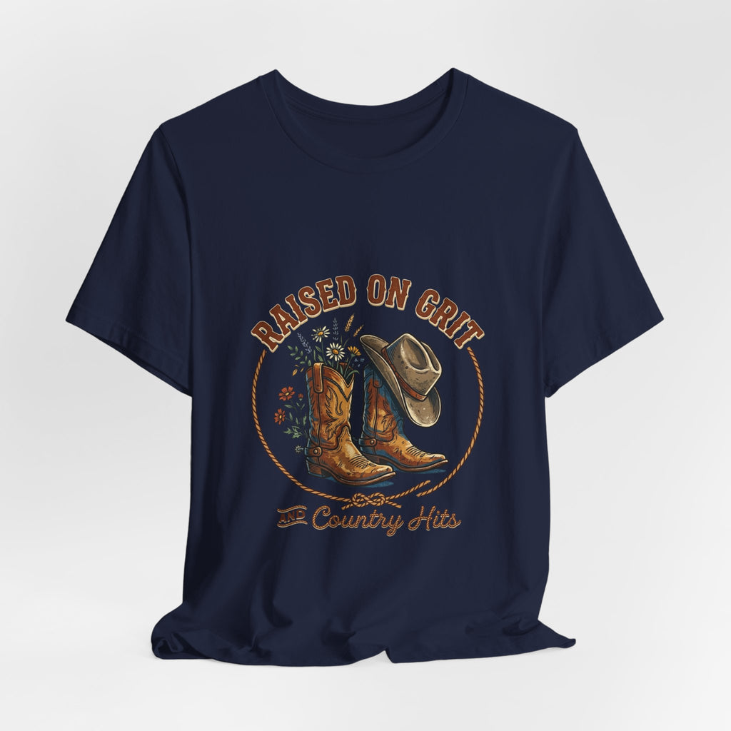 Raised on Grit Cowboy Boots & Hat Tee | western ranch cowgirl rustic prairie