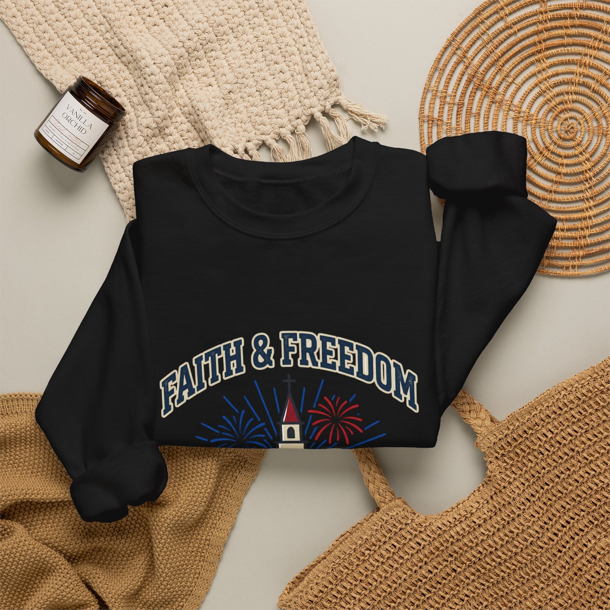 Faith & Freedom Crewneck Sweatshirt | Patriotic, Faith-Based July 4th