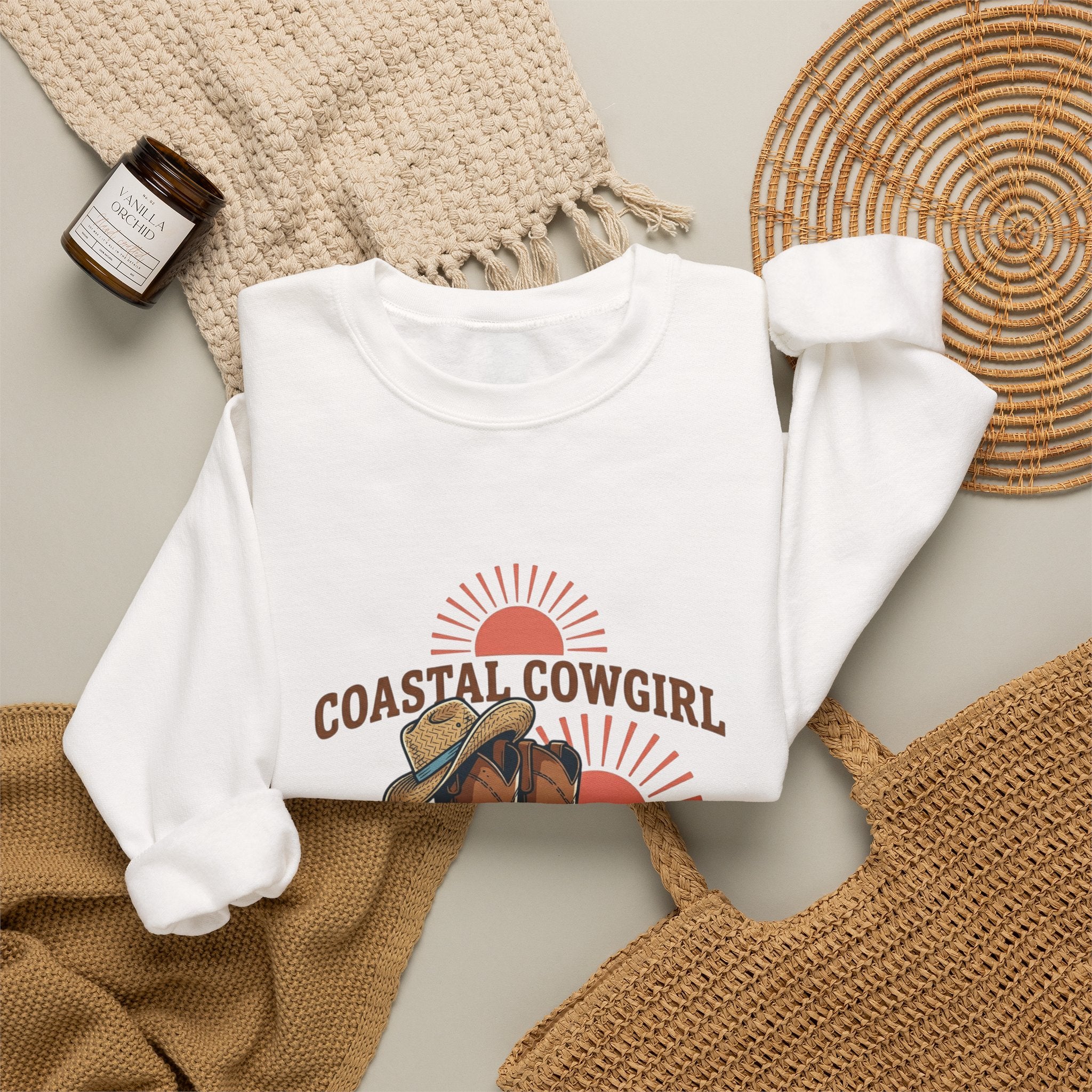 Coastal Cowgirl Boots Crewneck Sweatshirt | western, rustic