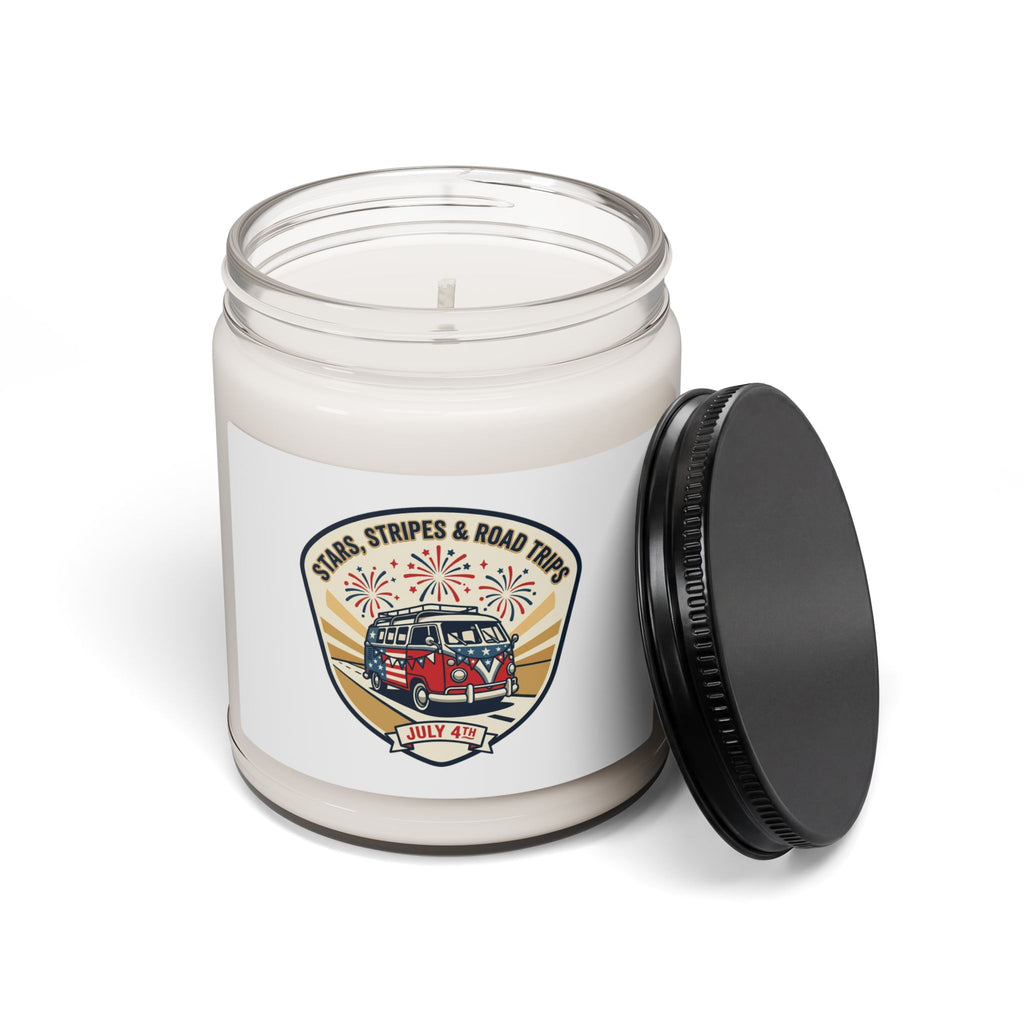 Stars, Stripes & Road Trips Soy Candle | 4th of July Americana, vintage red white blue