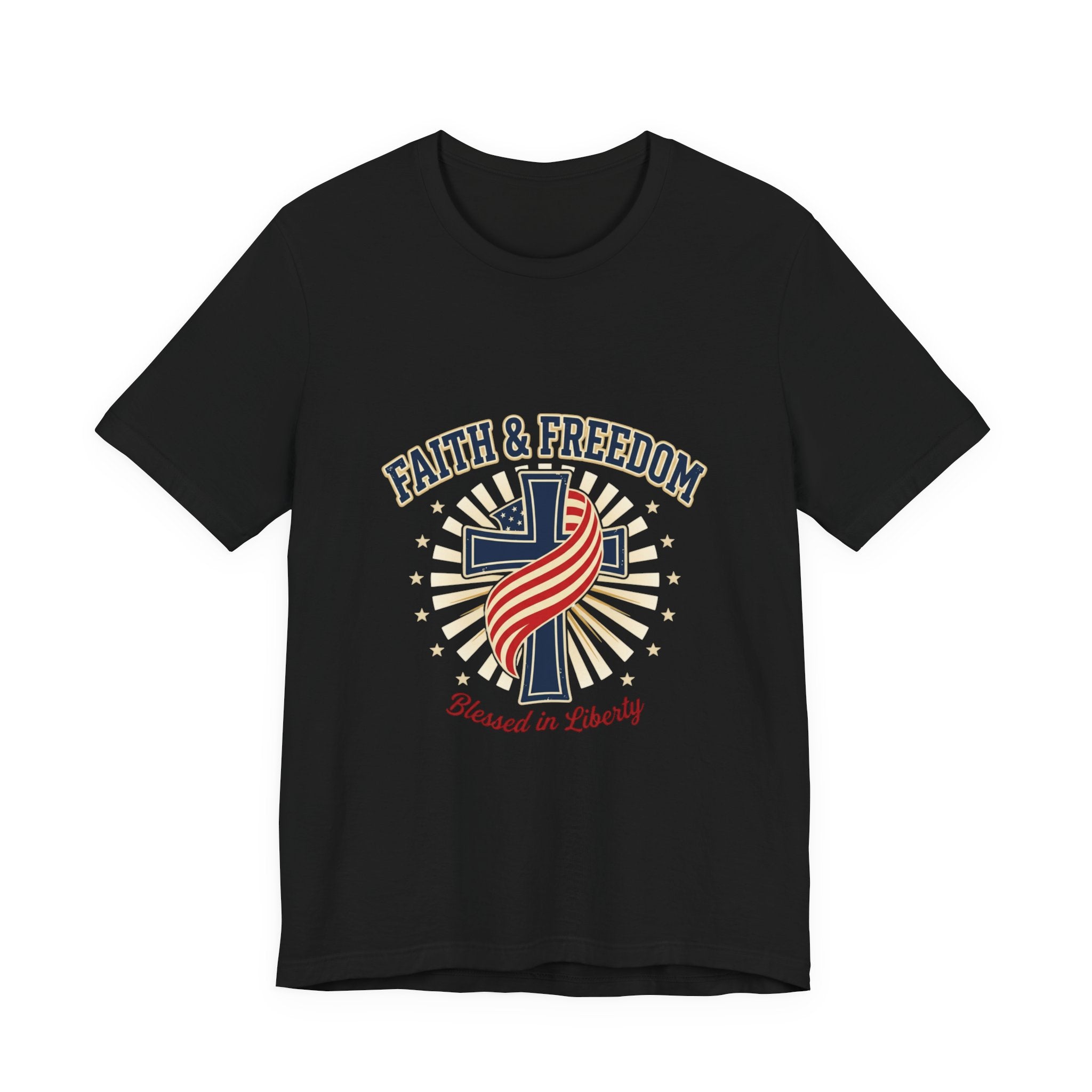 Faith & Freedom Cross Tee | patriotic, faith-based July 4th vintage Americana