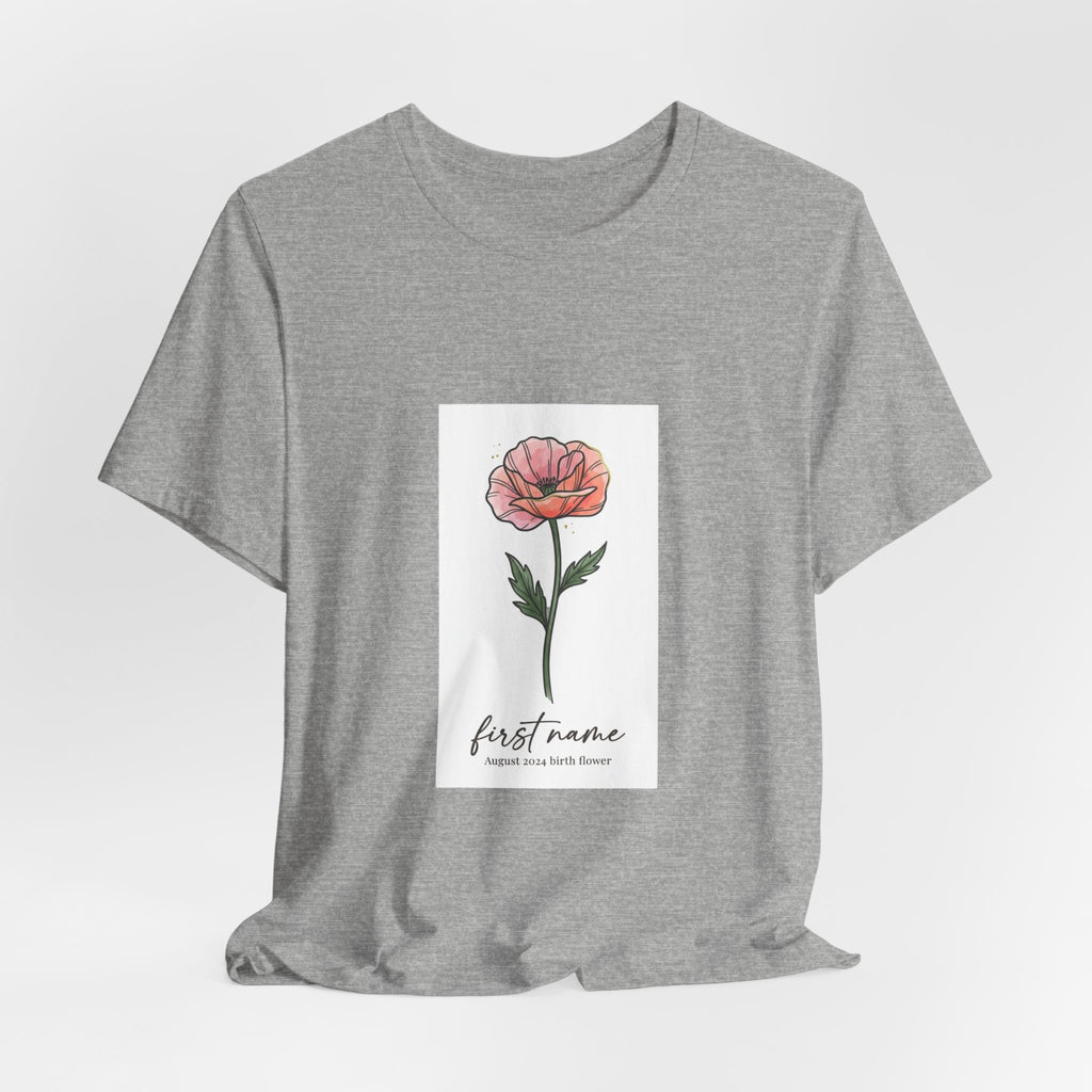 Birth Month Flower Tee | Personalized Botanical Watercolor, Custom Name