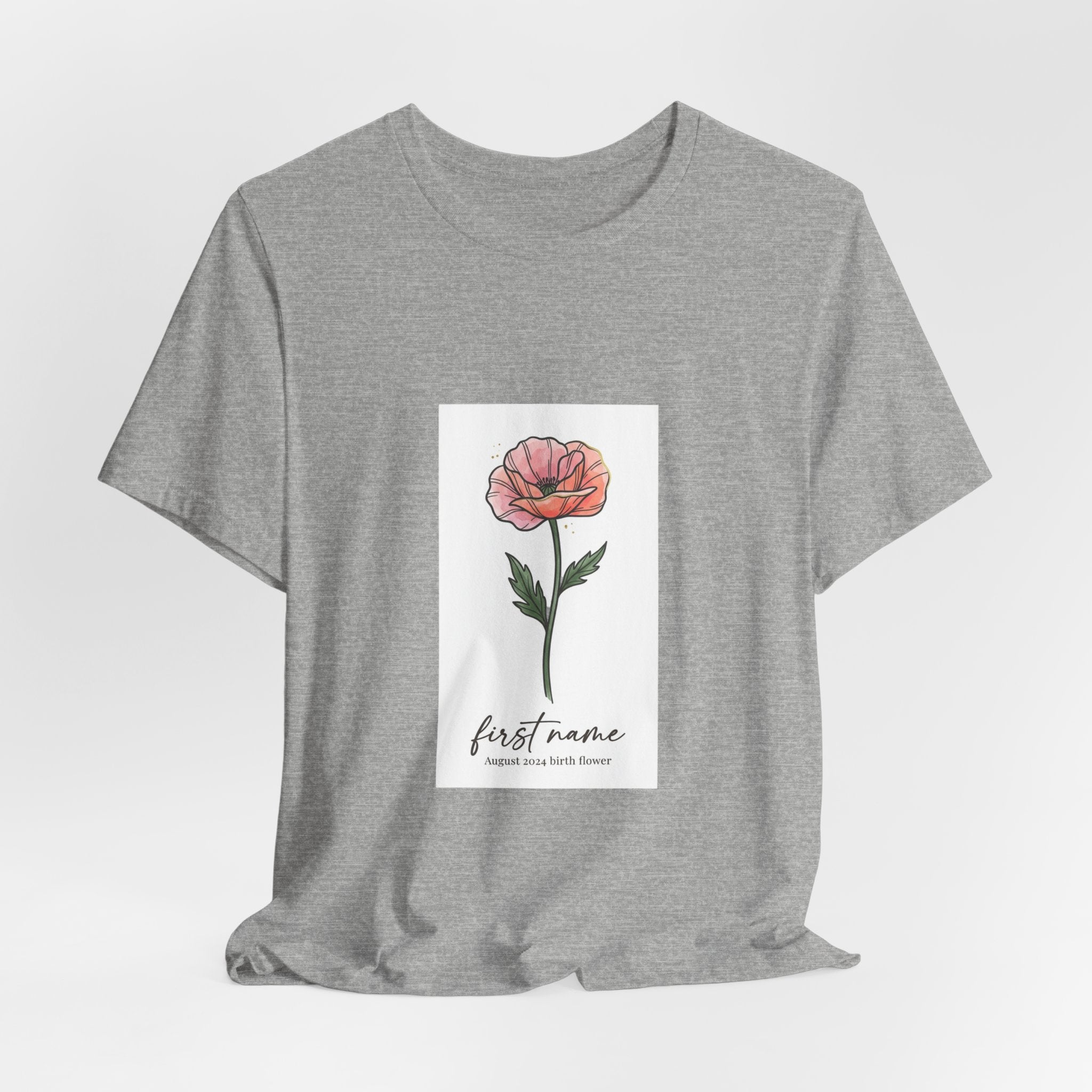 Birth Month Flower Tee | Personalized Botanical Watercolor, Custom Name