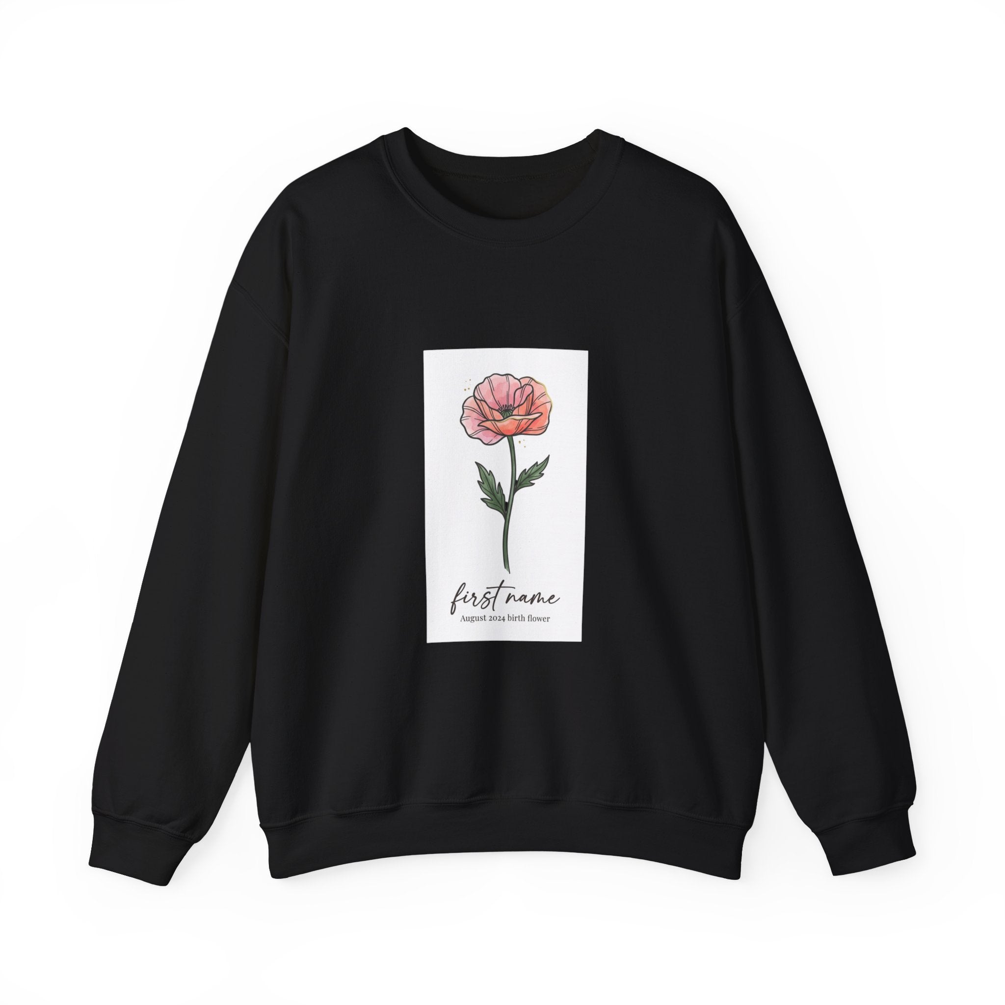 Birth Month Flower Crewneck, Personalized Botanical Watercolor Sweatshirt | Custom Name