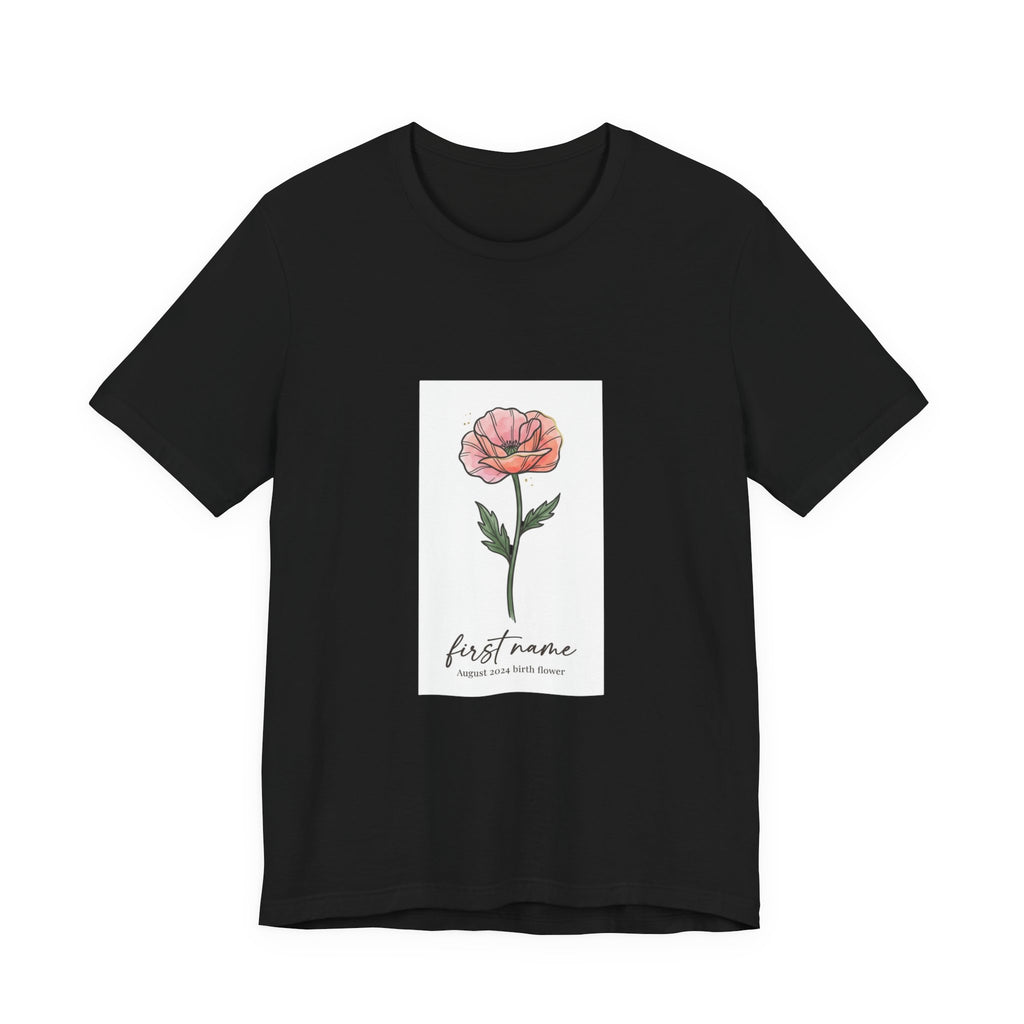 Birth Month Flower Tee | Personalized Botanical Watercolor, Custom Name